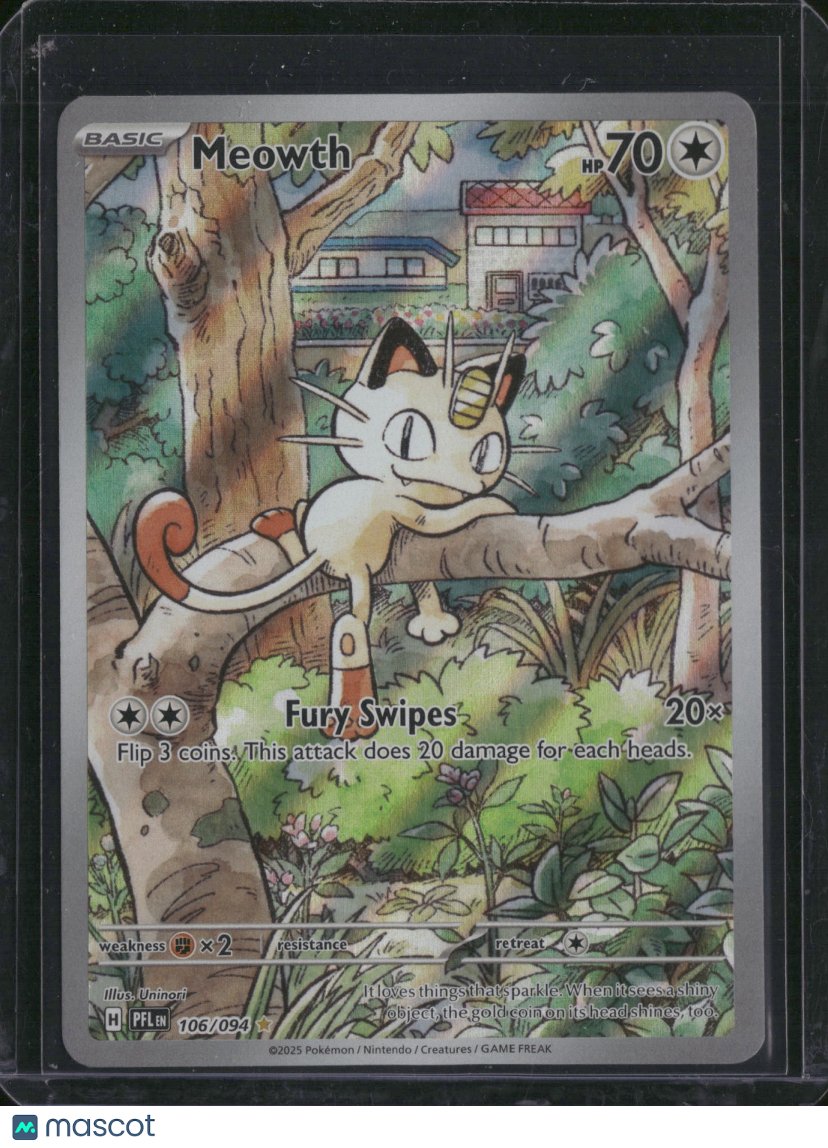 2025 Scarlet & Violet Prismatic Evolutions Meowth Holo Secret Rare #106/94