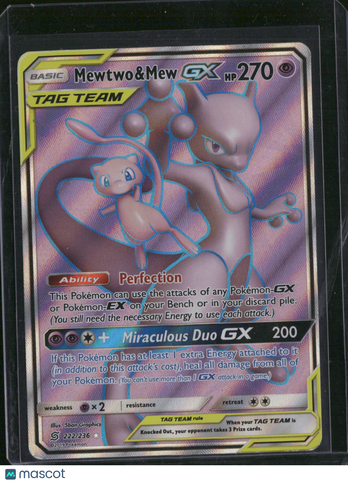 2019 Unified Minds Mewtwo & Mew GX Holo Rare FA #222/236
