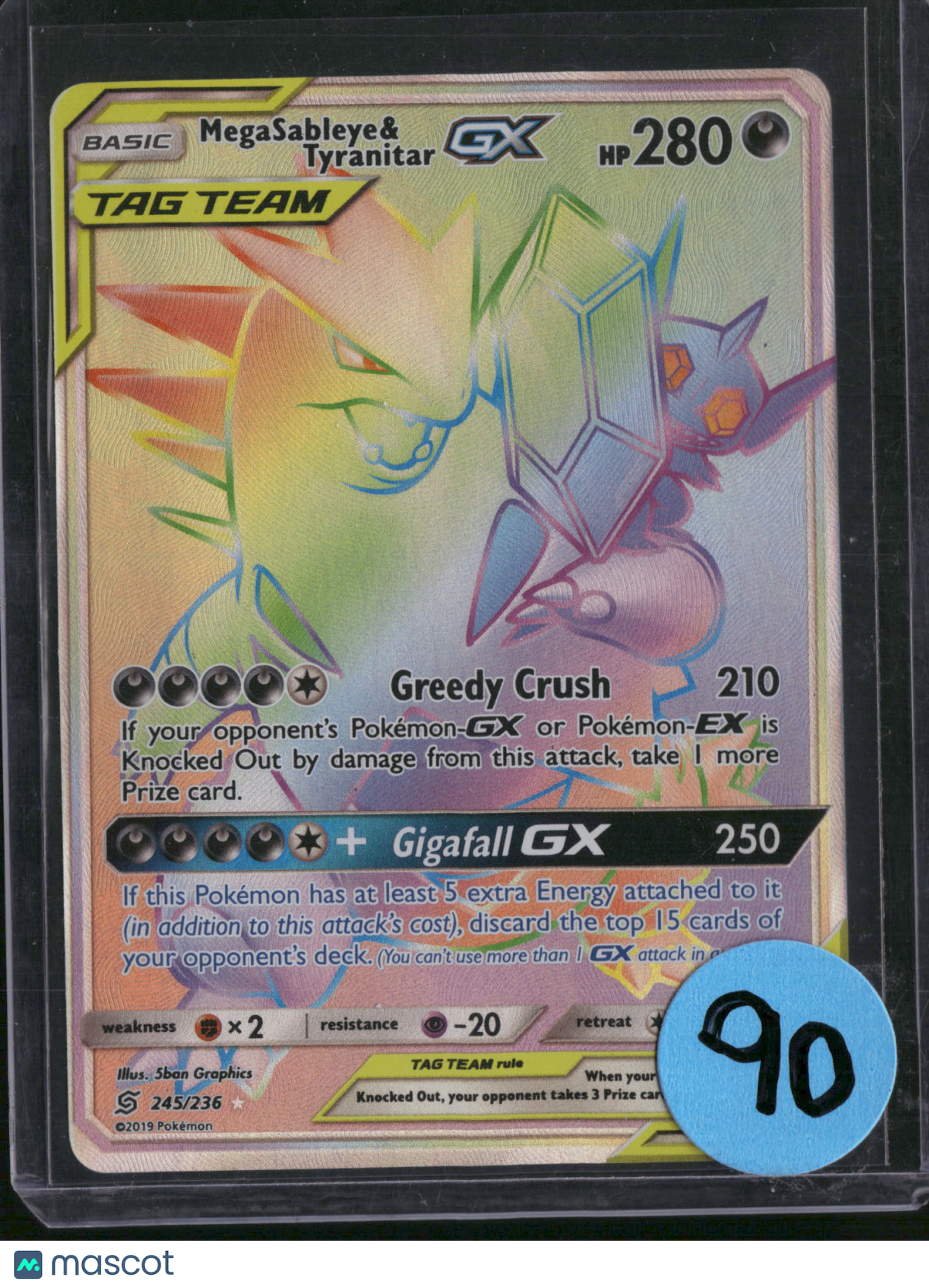 2019 Unified Minds Megasableye & Tyranitar GX Holo Secret Rare HR #245/236