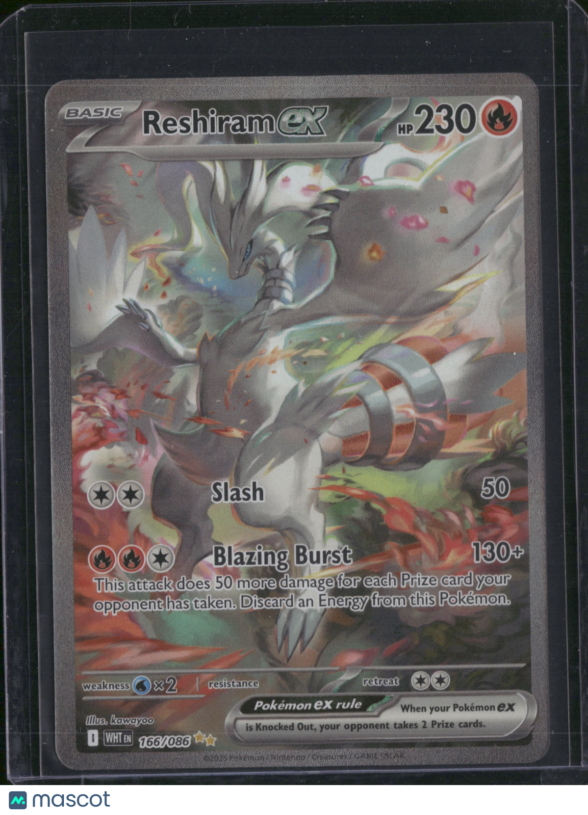 2025 Scarlet & Violet White Flare Reshiram EX Etched Secret Rare SAR #166/86