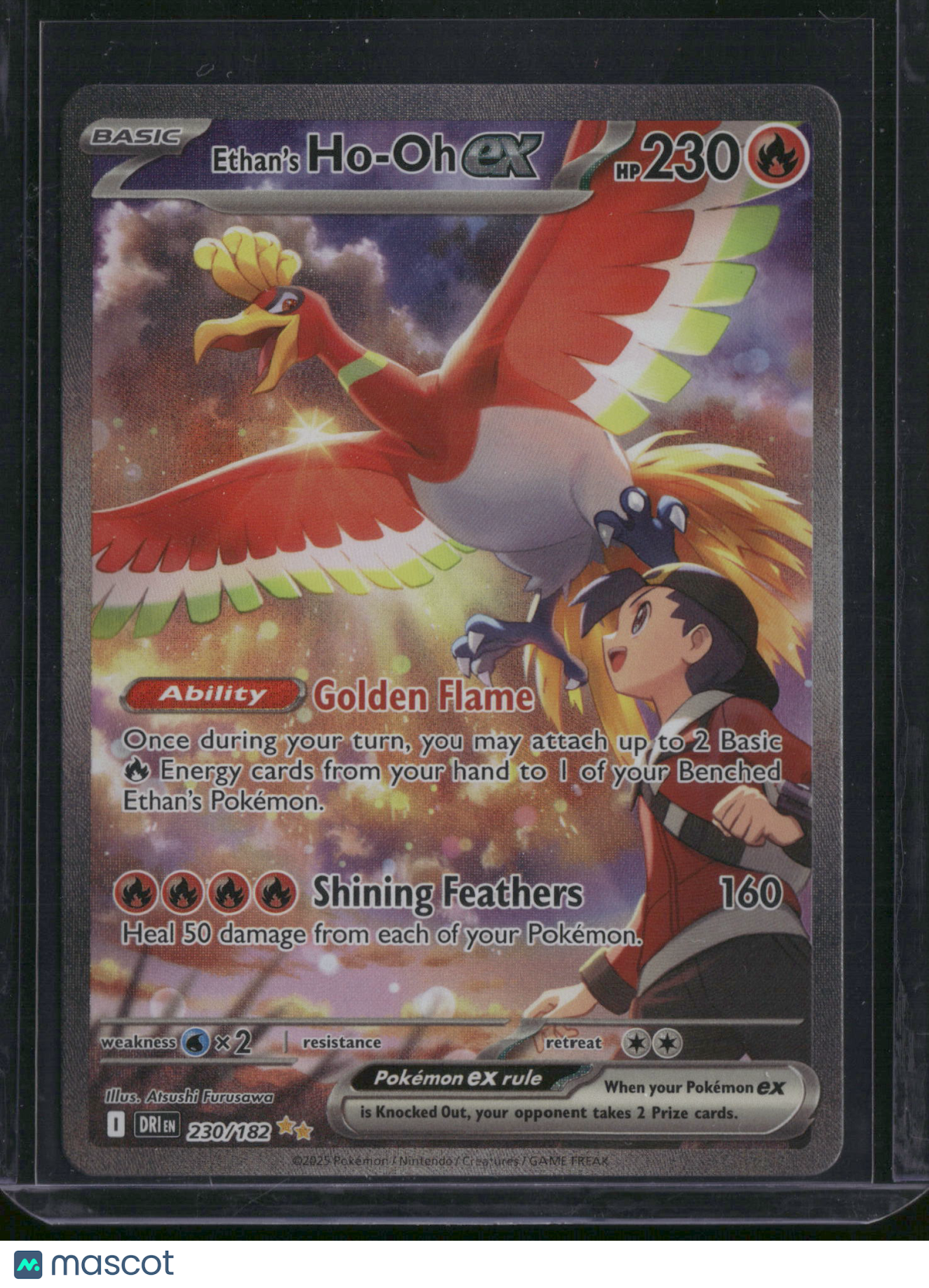 2025 Destined Rivals Ethan's Ho-Oh EX Etched Secret Rare SAR #230/182