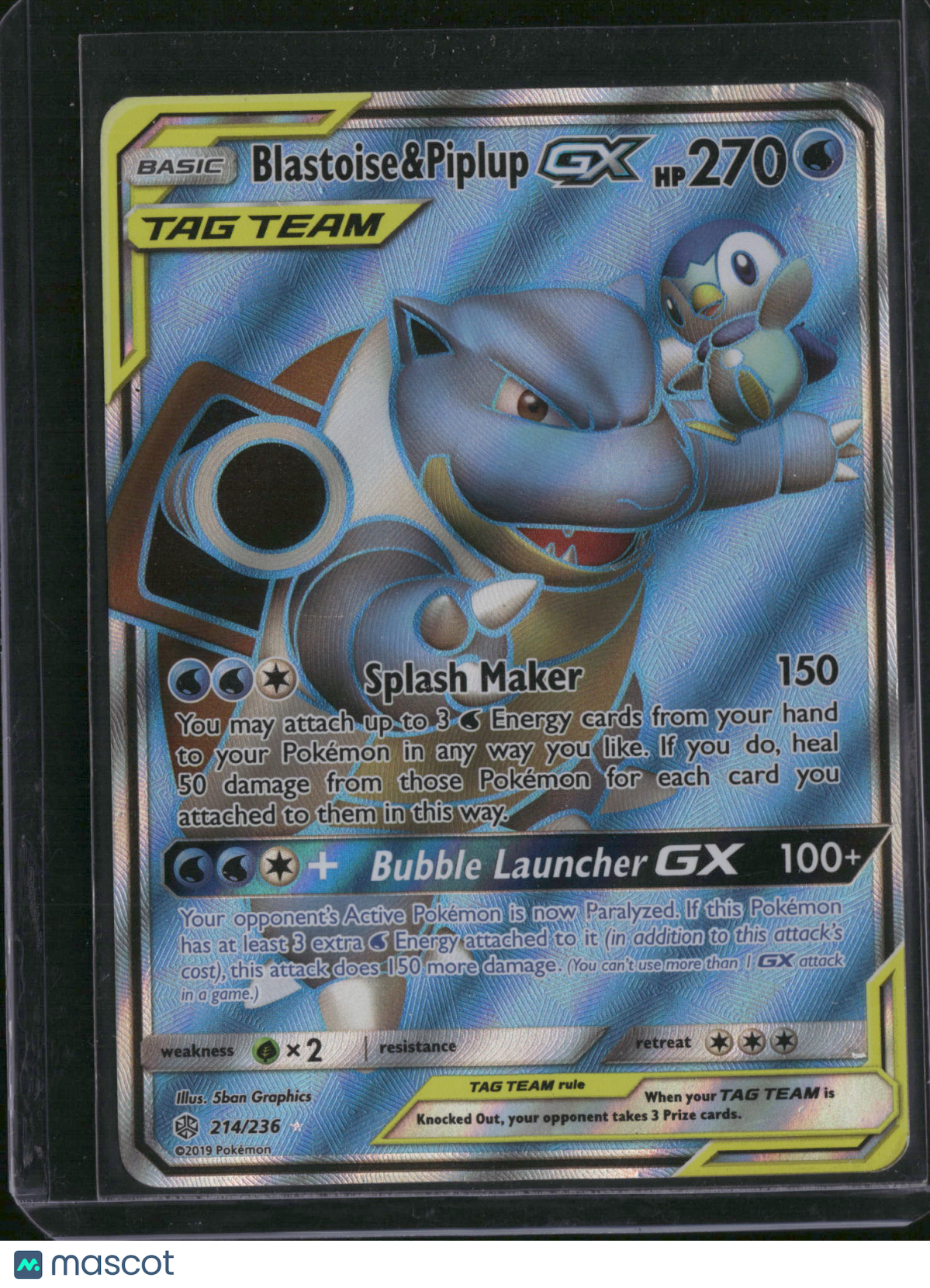 2019 Cosmic Eclipse Blastoise & Piplup GX Holo Ultra Rare FA #214/236