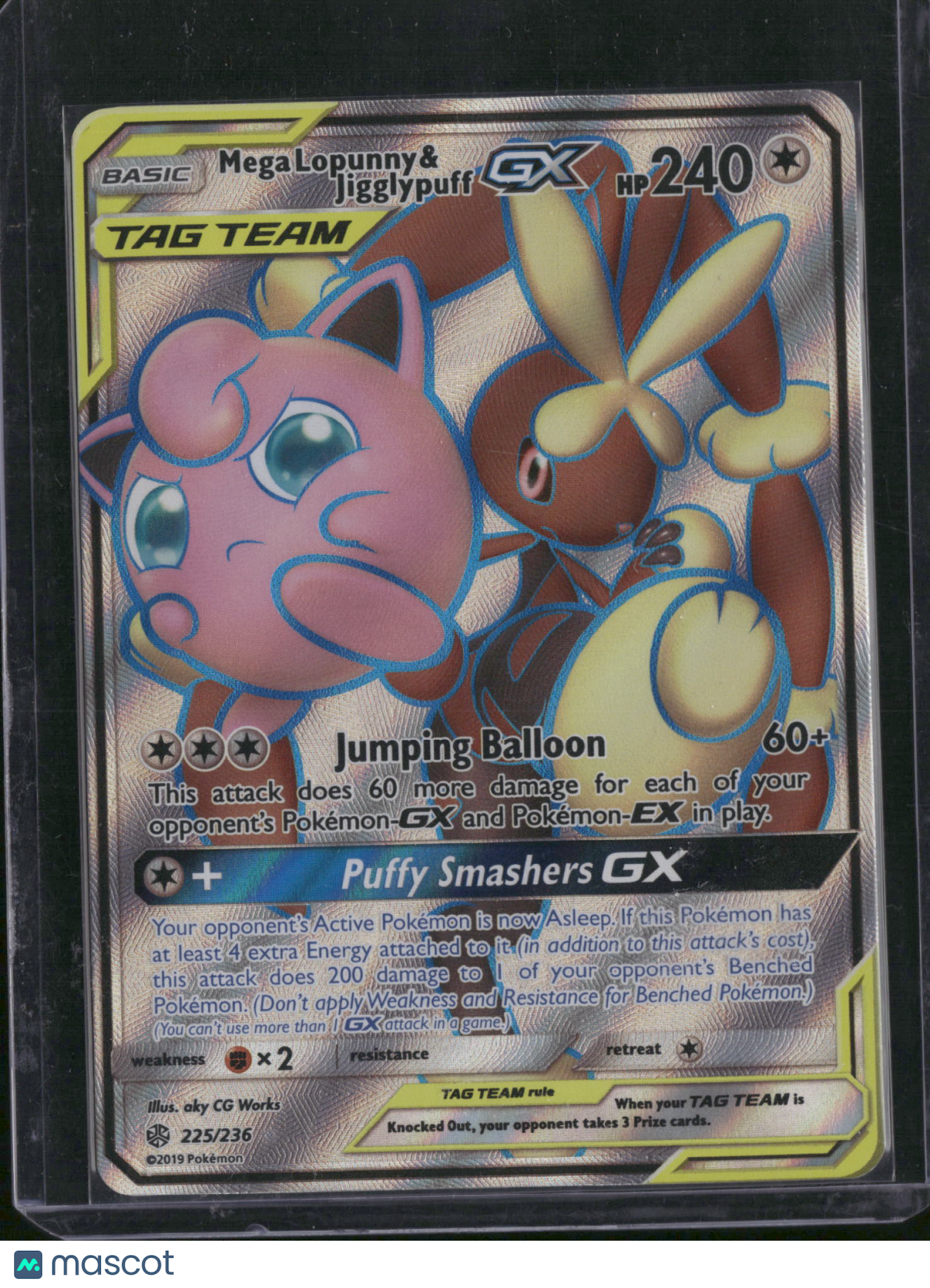 2019 Cosmic Eclipse Mega Lopunny & Jigglypuff GX Holo Ultra Rare FA #225/236