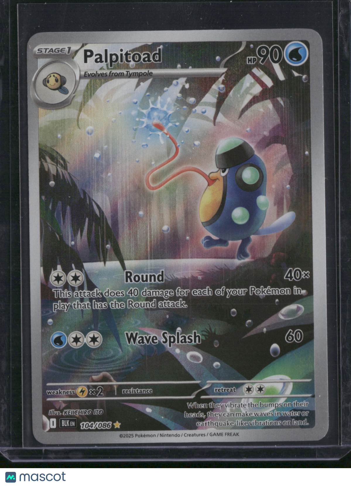 2025 Scarlet & Violet Black Bolt Palpitoad Holo Secret Rare #104/86