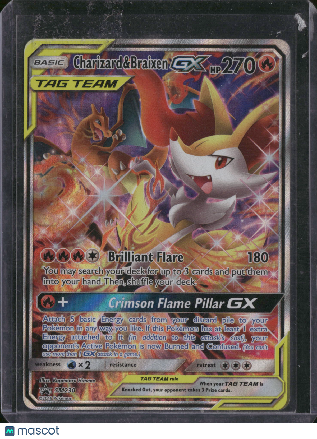 2019 Hidden Fates Charizard & Braixen GX Holo Black Star Promo #SM230