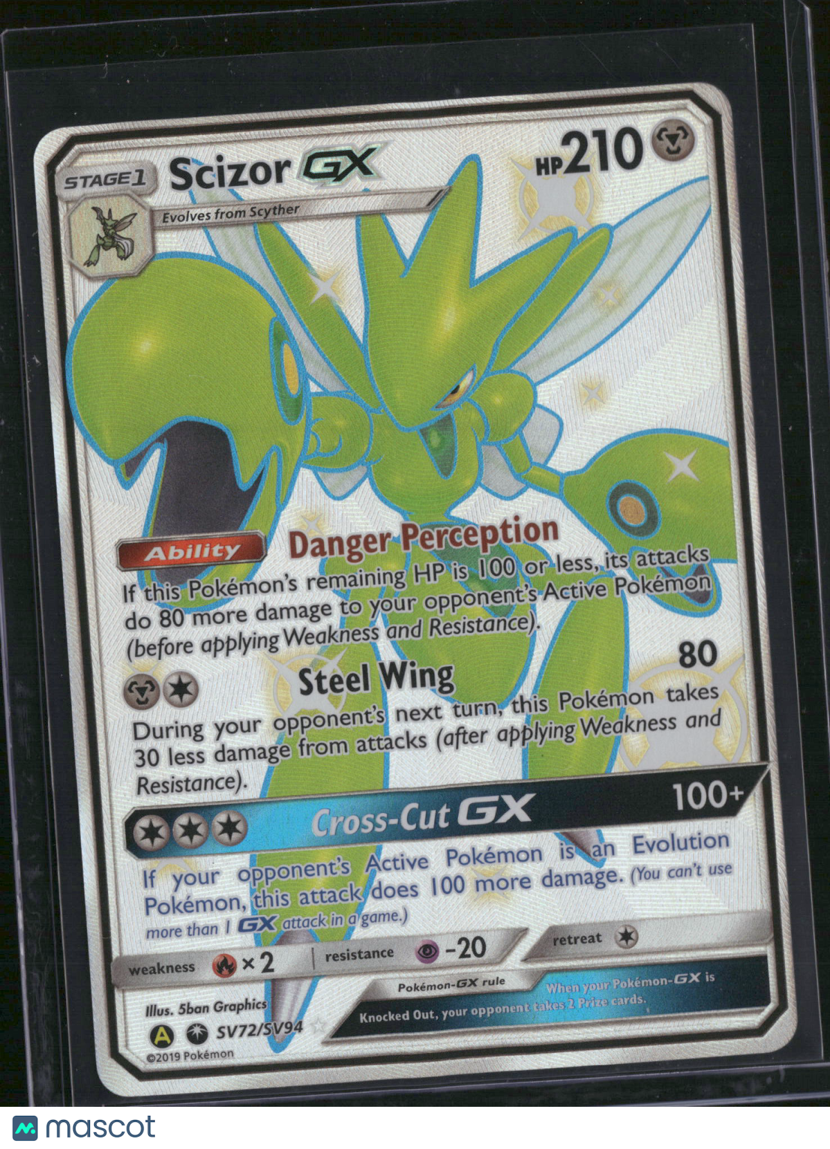 2019 Hidden Fates Scizor GX Holo Ultra Rare FA SSR #SV72/SV94