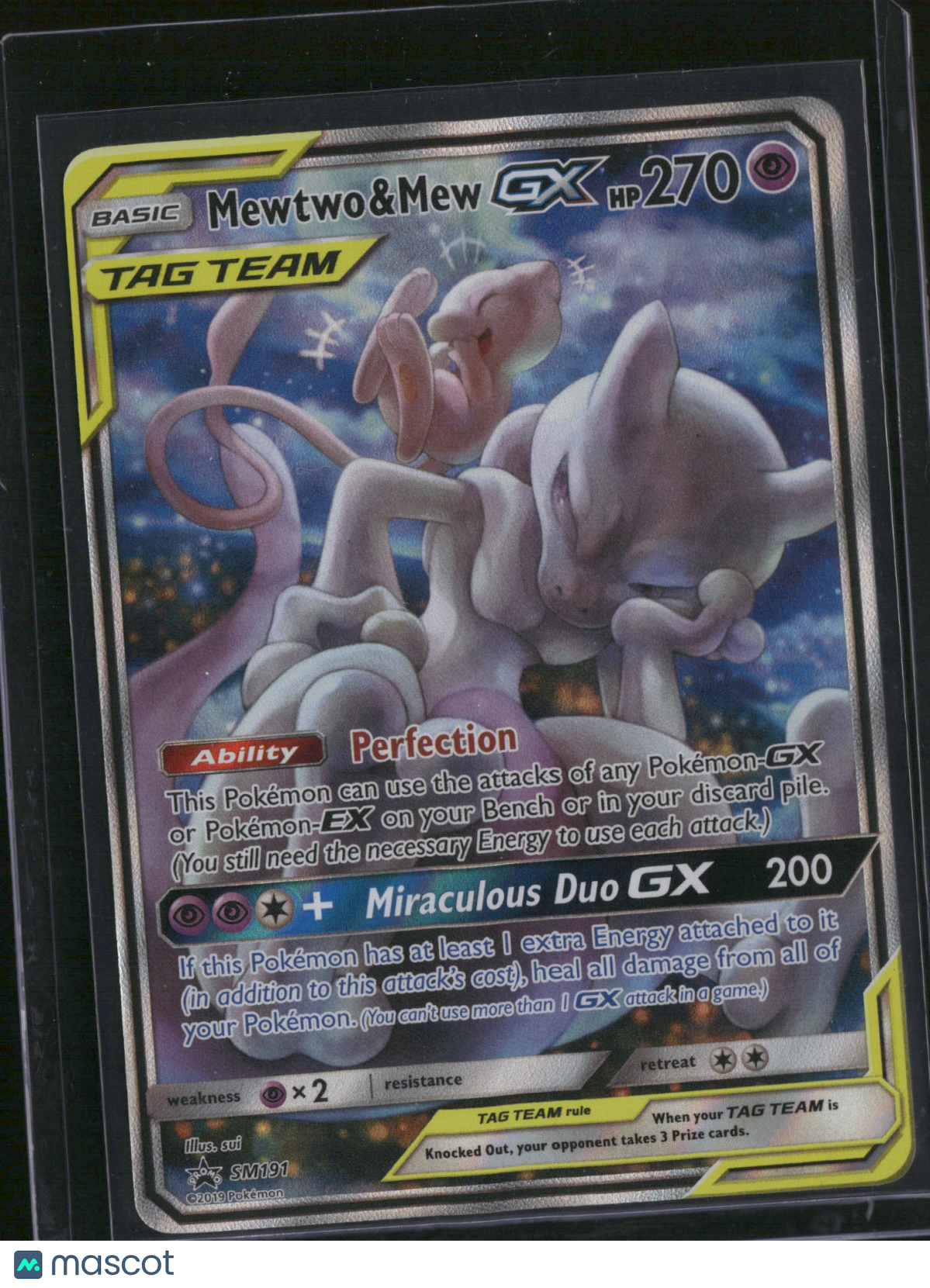 2019 Unified Minds Mewtwo & Mew GX Holo Black Star Promo #SM191