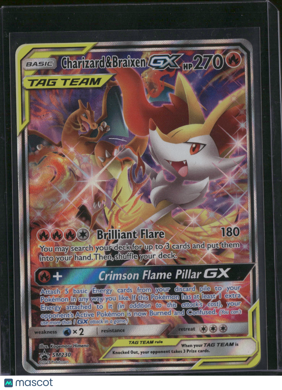 2019 Cosmic Eclipse Charizard & Braixen GX Holo Black Star Promo #SM230