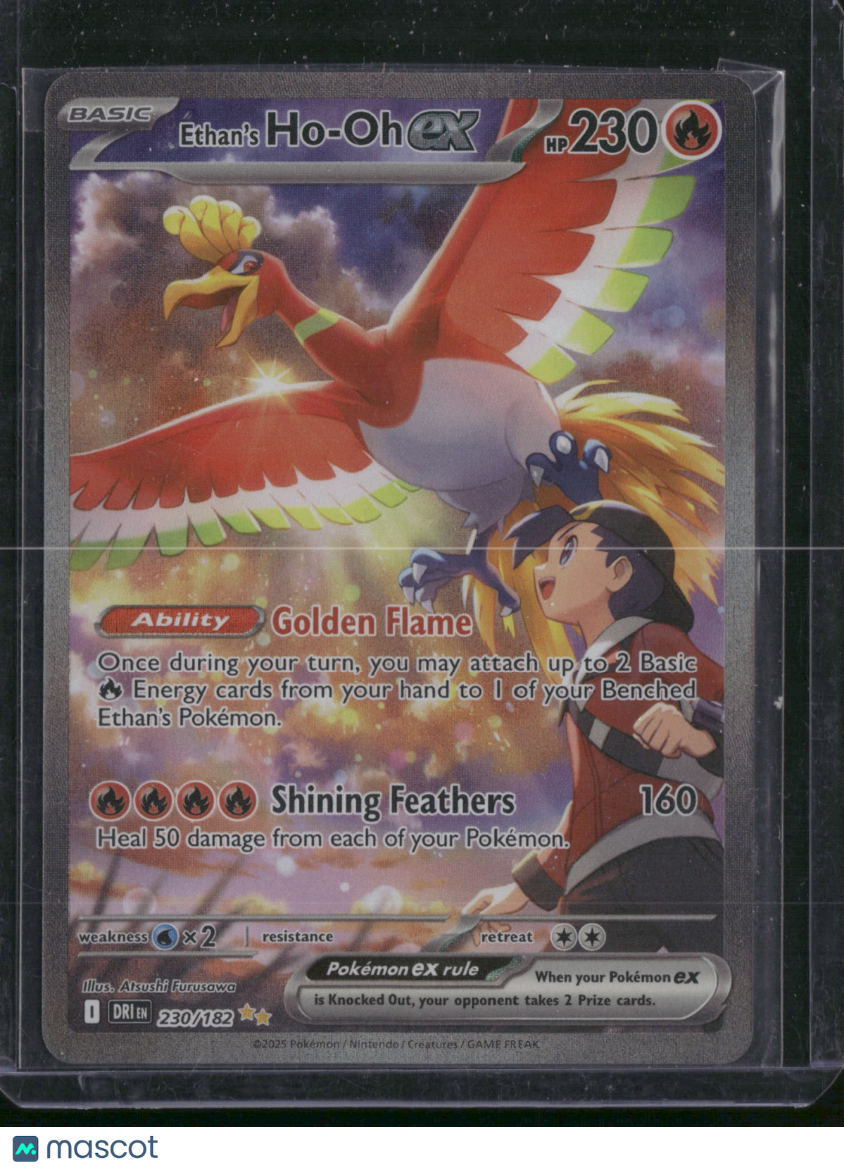2025 Destined Rivals Ethan's Ho-Oh EX Holo Secret Rare SAR #230/182