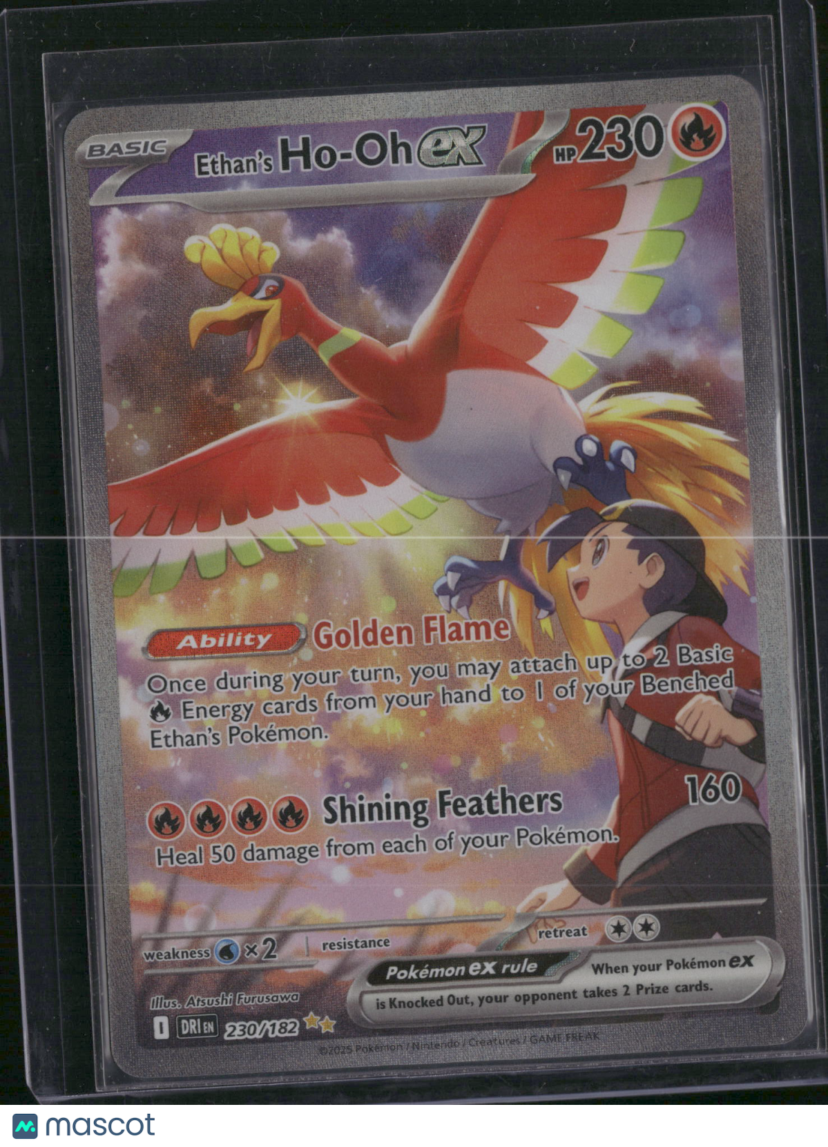 2025 Destined Rivals Ethan's Ho-Oh EX Etched Secret Rare SAR #230/182