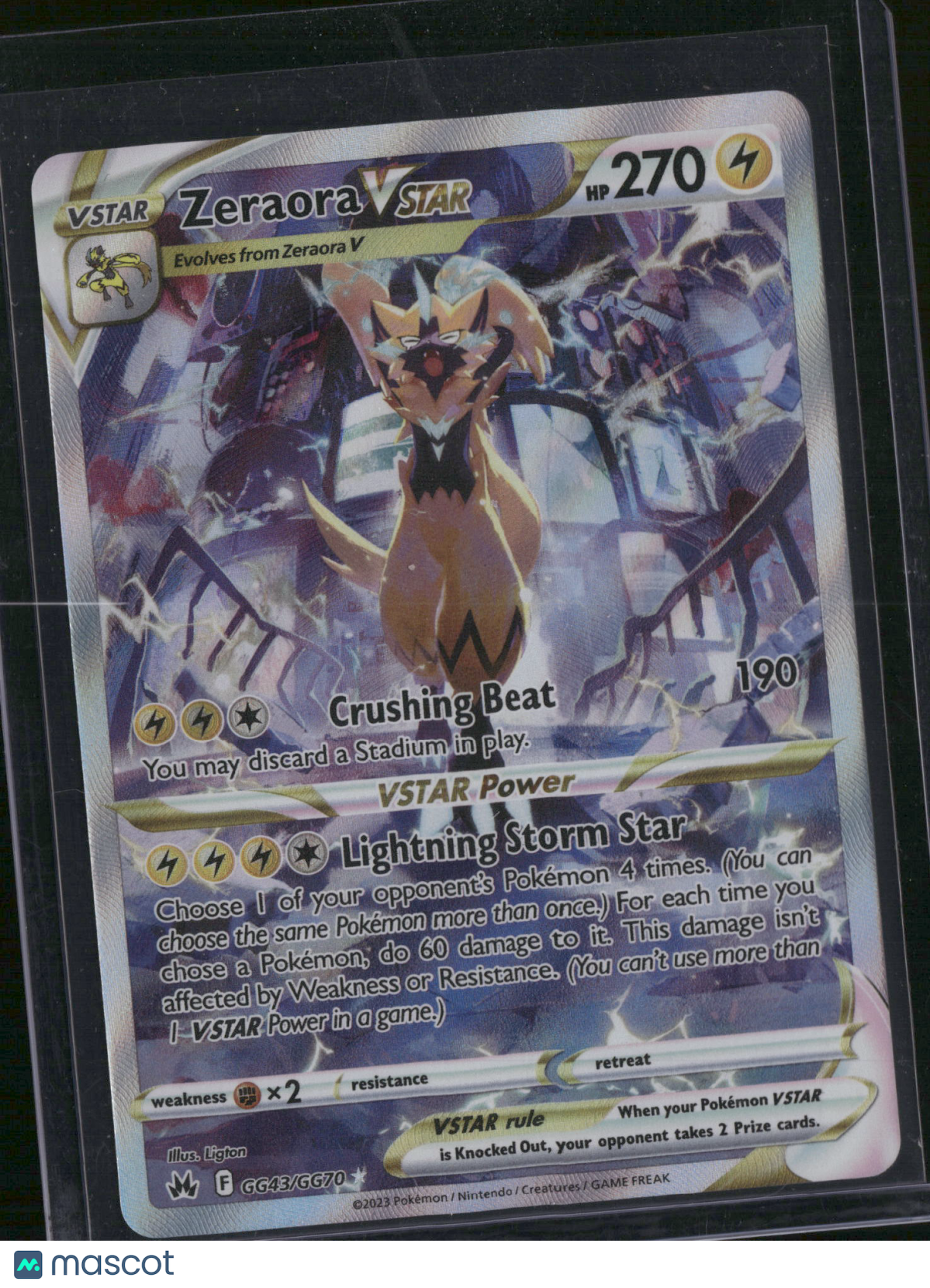 2023 Crown Zenith Zeraora VSTAR Holo Rare SAR #GG43/GG70