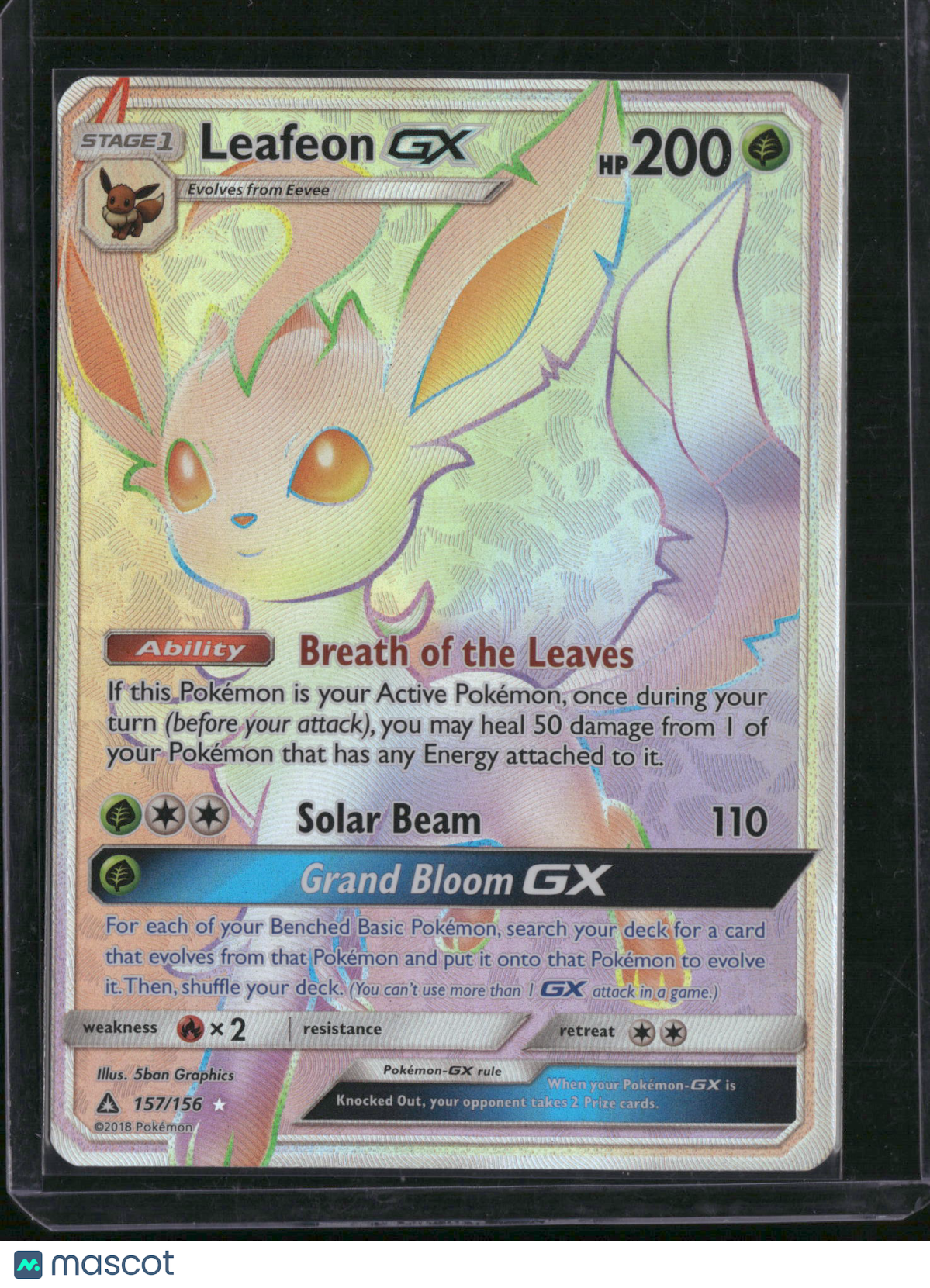 2018 Ultra Prism Leafeon GX Holo Secret Rare FA HR #157/156