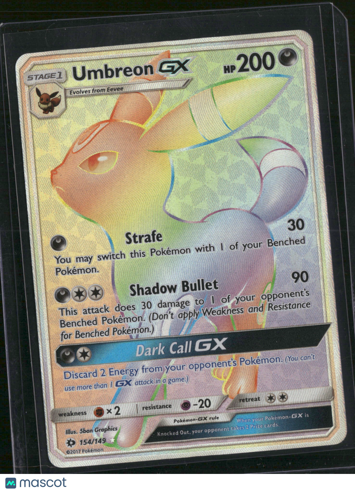 2017 Sun & Moon Umbreon GX Holo Secret Rare #154/149