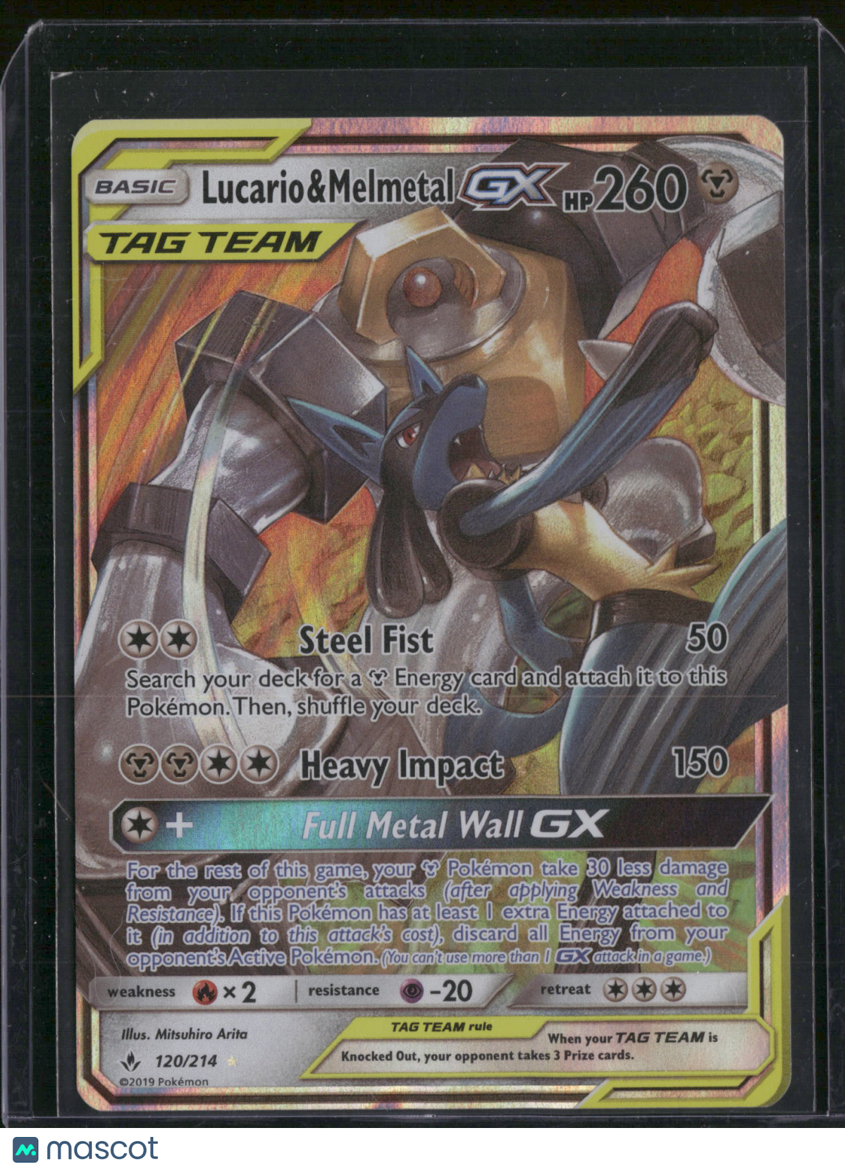2019 Unbroken Bonds Lucario & Melmetal GX Holo Rare #120/214