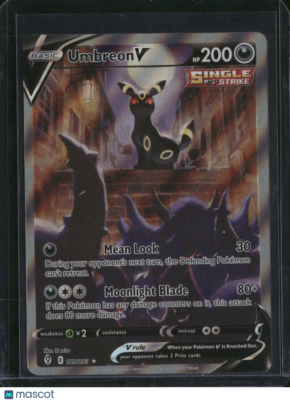 2021 Evolving Skies Umbreon V Holo Ultra Rare SR FA #189/203