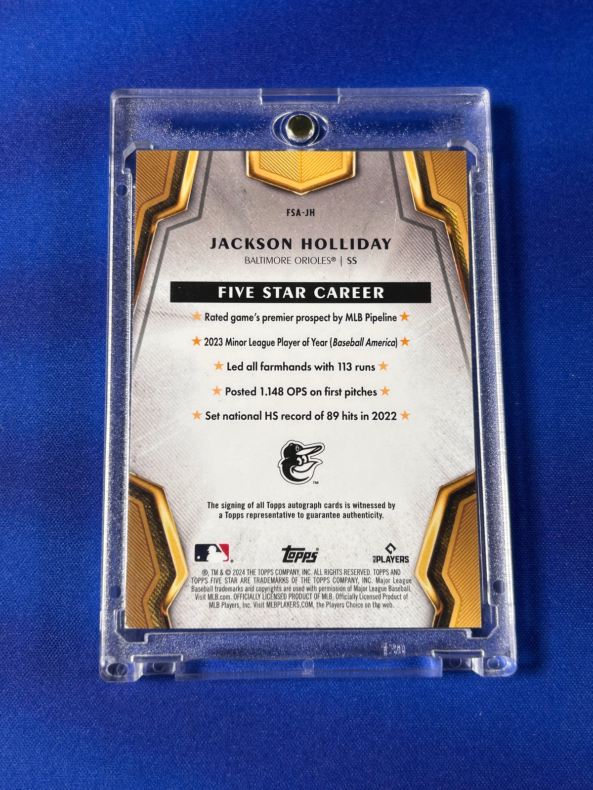 Jackson Holliday 2024 Topps Five Star #FSA-JH RC