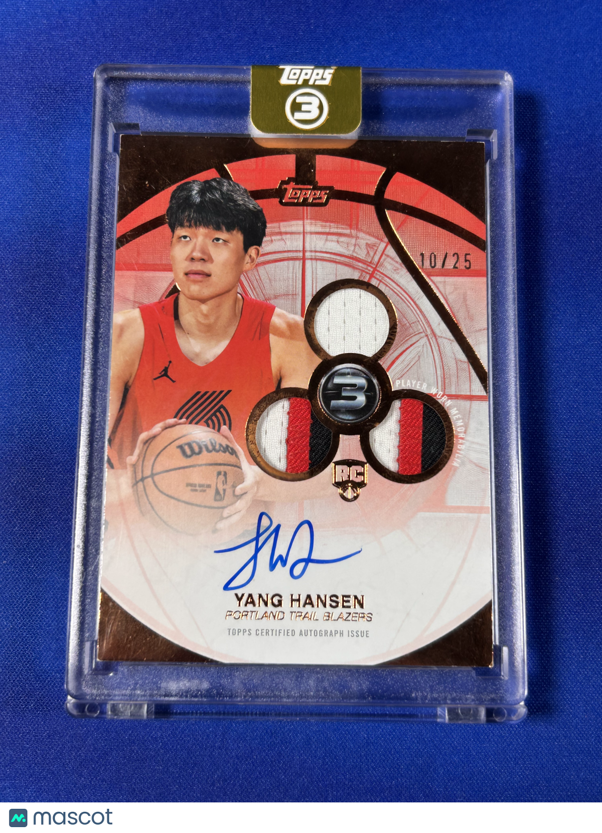 Yang Hansen 2026 Topps 3 Basketball #RPV-YH /25 Rookie 3 Patch Autograph RC