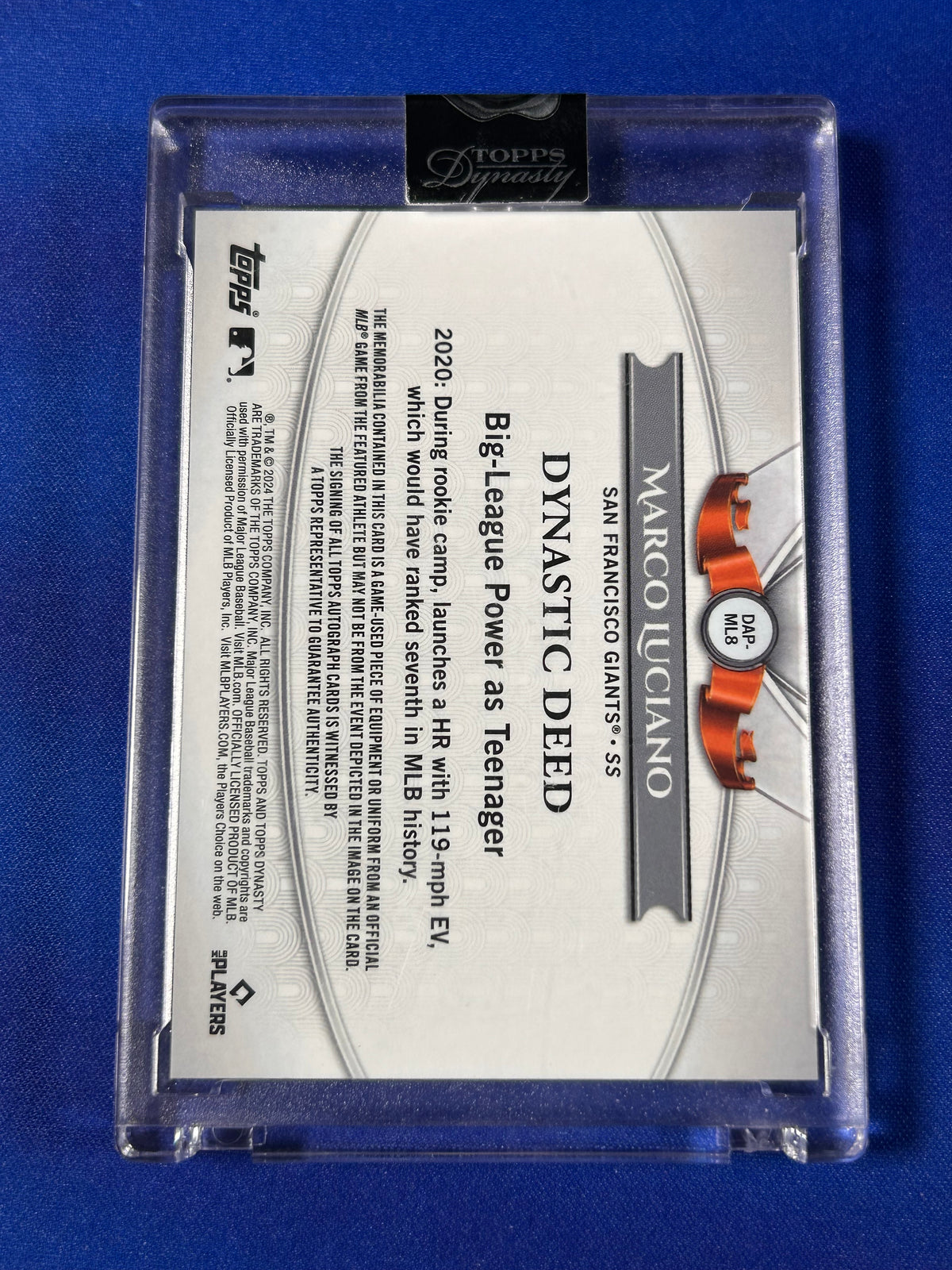 Marco Luciano 2024 Topps Dynasty #DAP-ML8 /10 Patch RC Game-Used Memorabilia