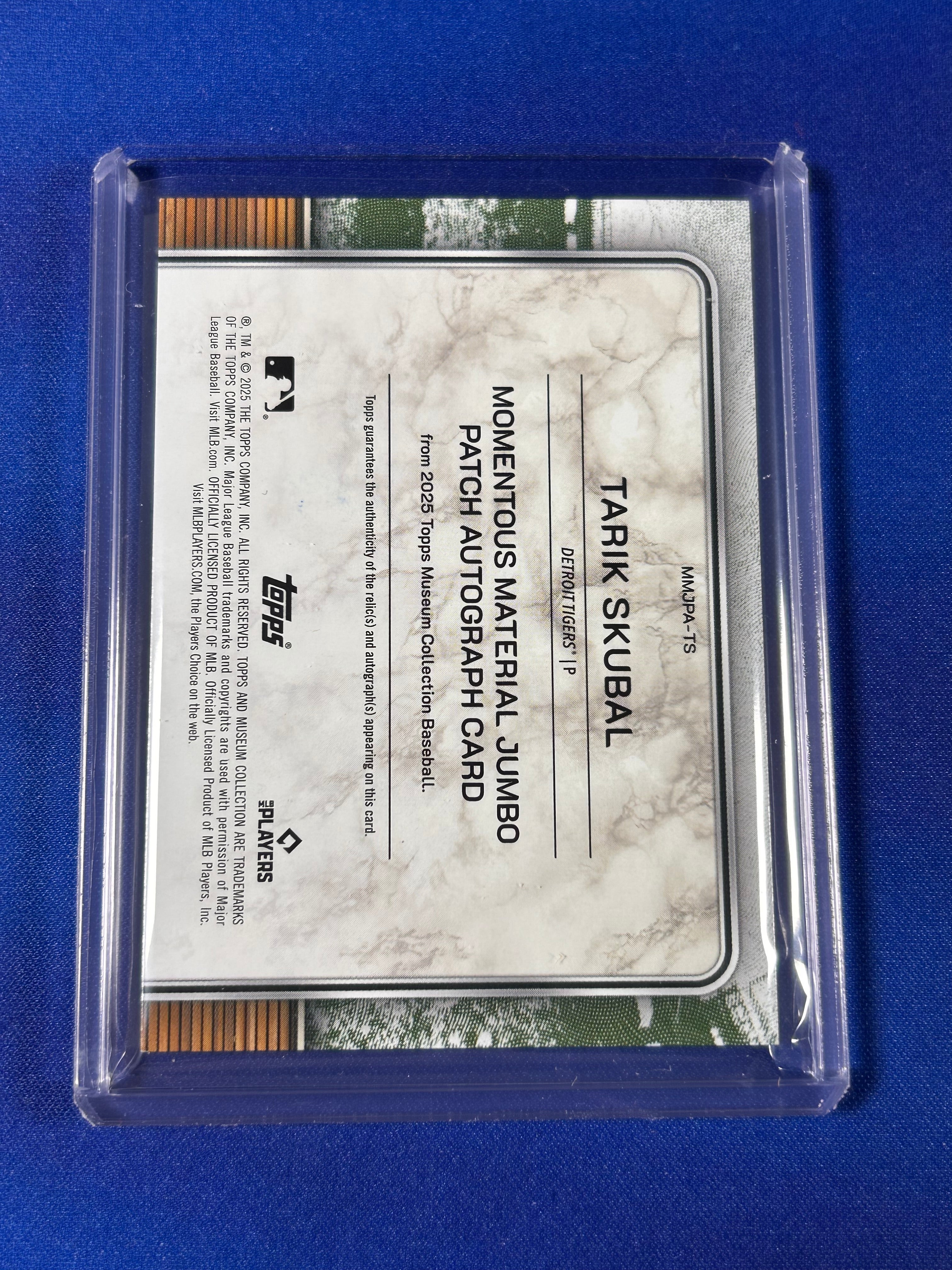 Tarik Skubal 2025 Topps Museum Collection #MMJPA-TS /25 1. Game-Used Memorabilia Patch Autograph Card