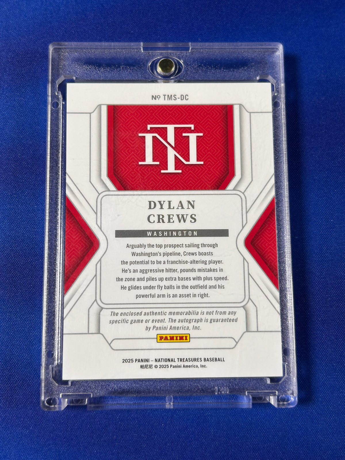 Dylan Crews 2025 Panini National Treasures #TMS-DC /49 Patch RC Memorabilia