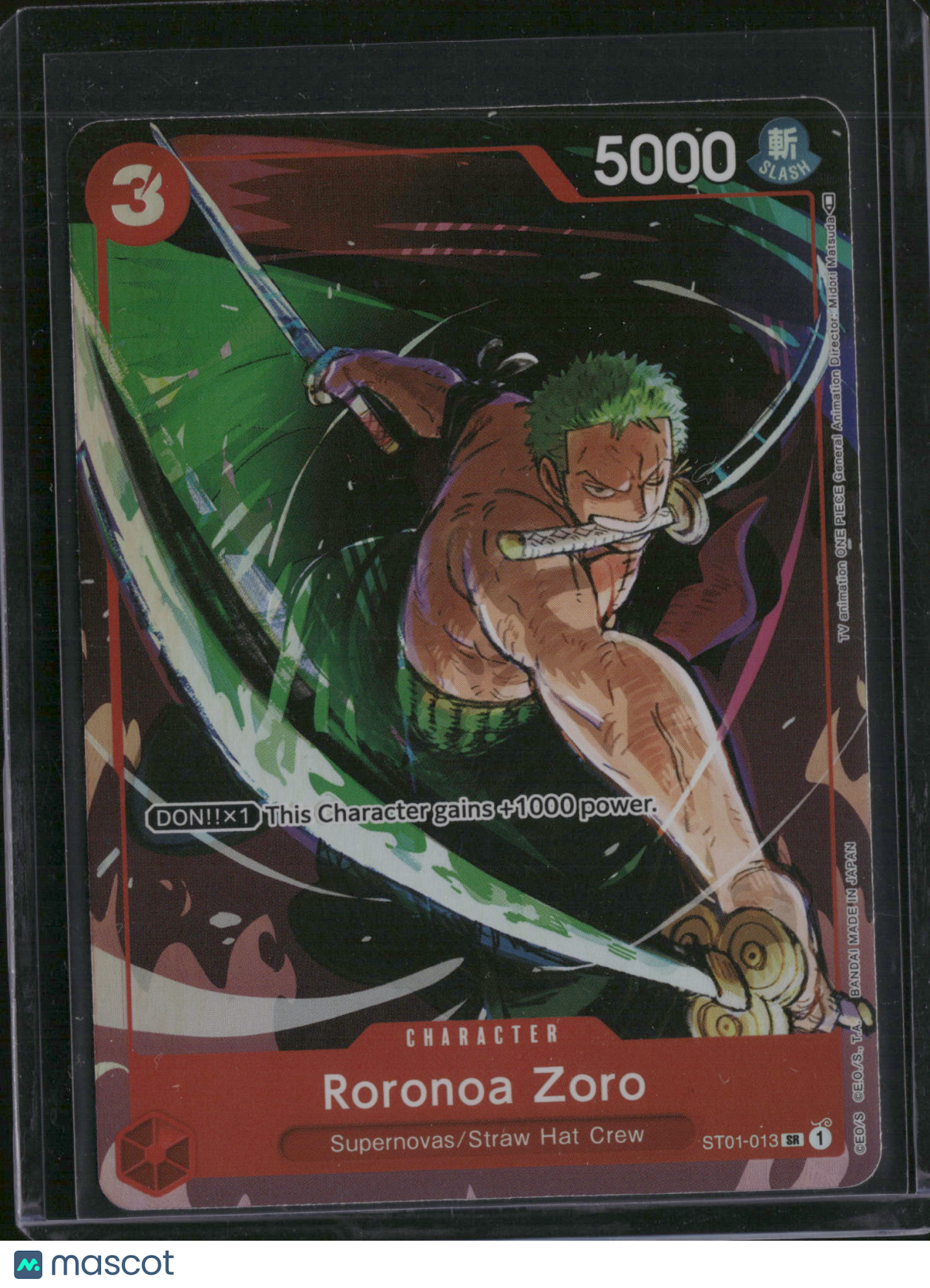 2022 One Piece Card Game Straw Hat Crew Roronoa Zoro Straw Hat Crew ST01-013 Supernovas