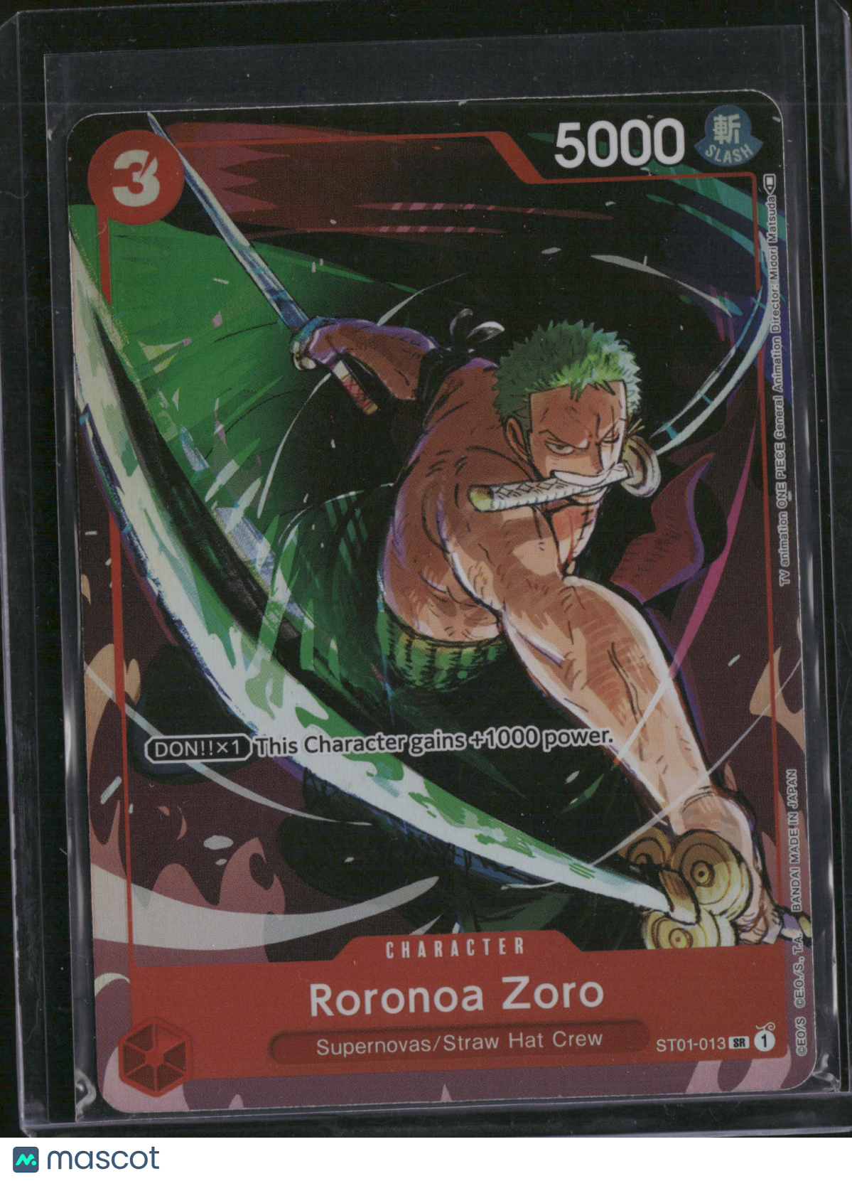 2022 Bandai One Piece Card Game Straw Hat Crew Starter Deck Roronoa Zoro ST01-013