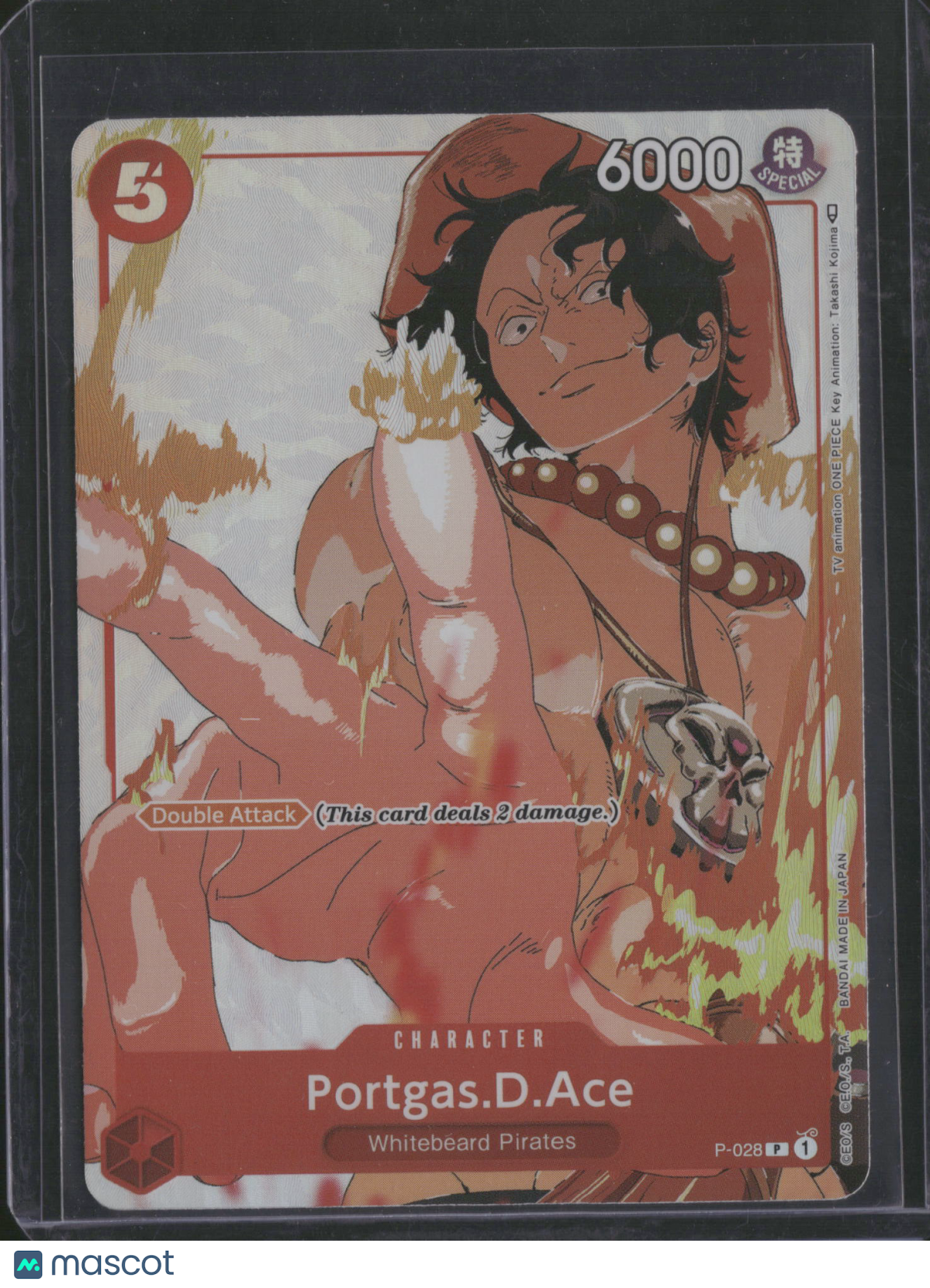 2023 One Piece Card Game Promo Portgas.D.Ace Holo Double Attack P-028