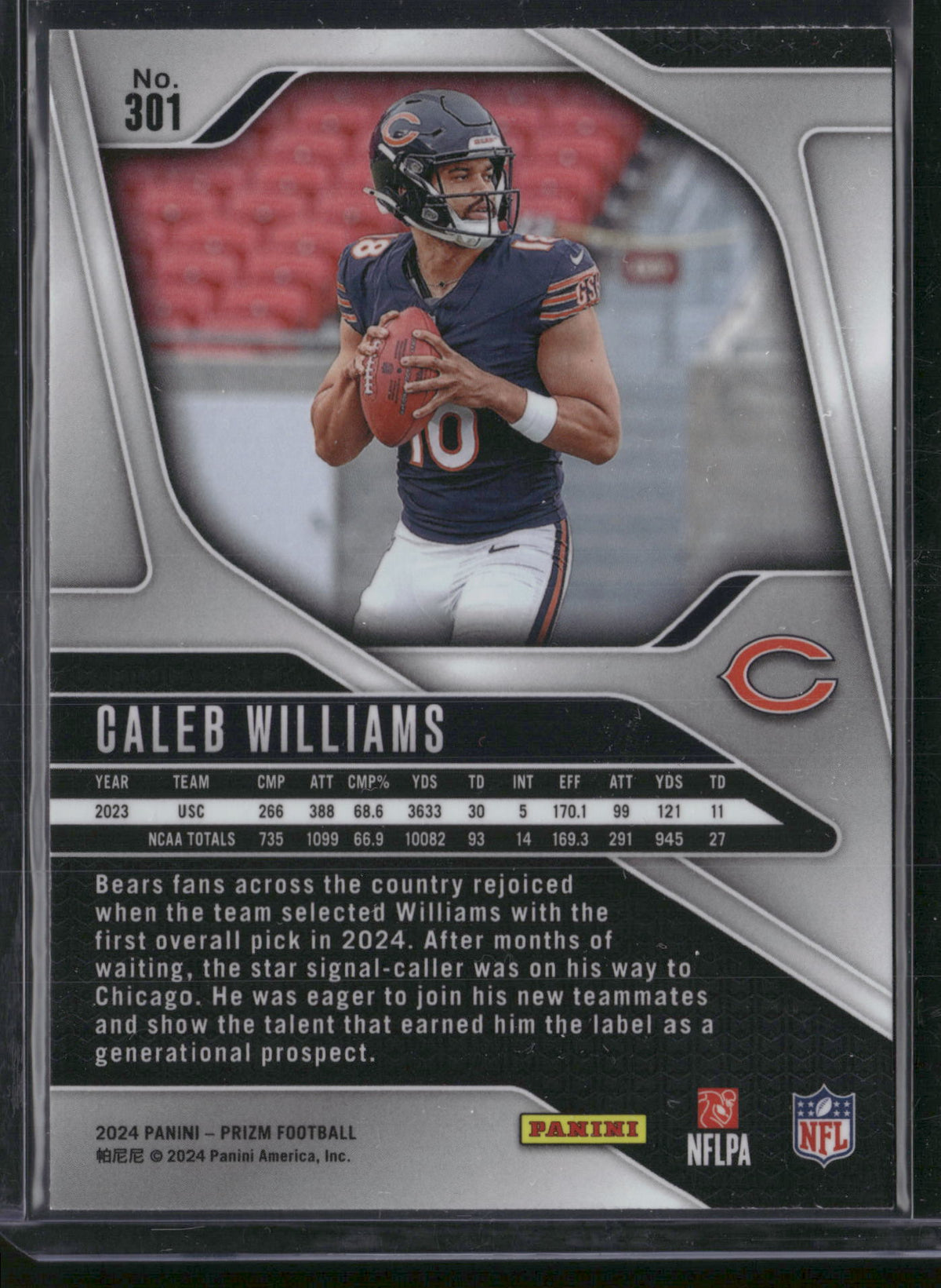 Caleb Williams 2024 Panini Prizm #301 RC