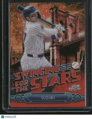 Seiya Suzuki 2025 Topps Chrome Swinging for the Stars #SS-19 Orange Refractor /25