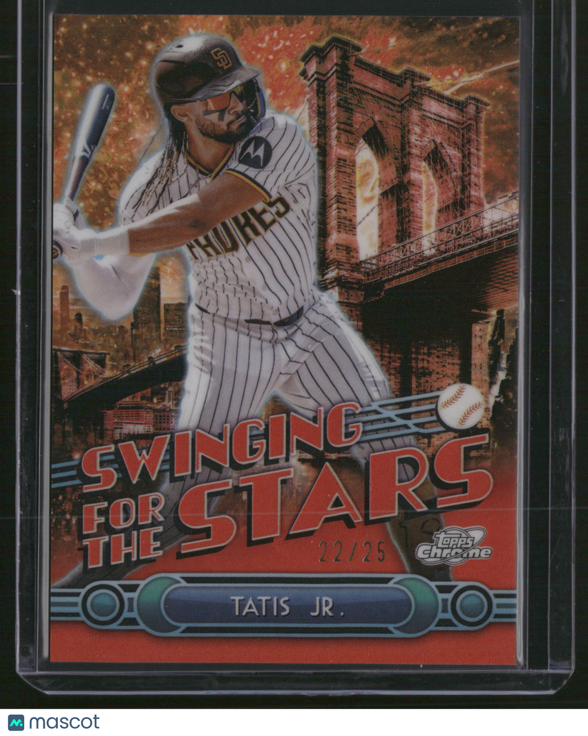 Fernando Tatis Jr. 2025 Topps Chrome Swinging for the Stars #SS-4 Orange Refractor /25