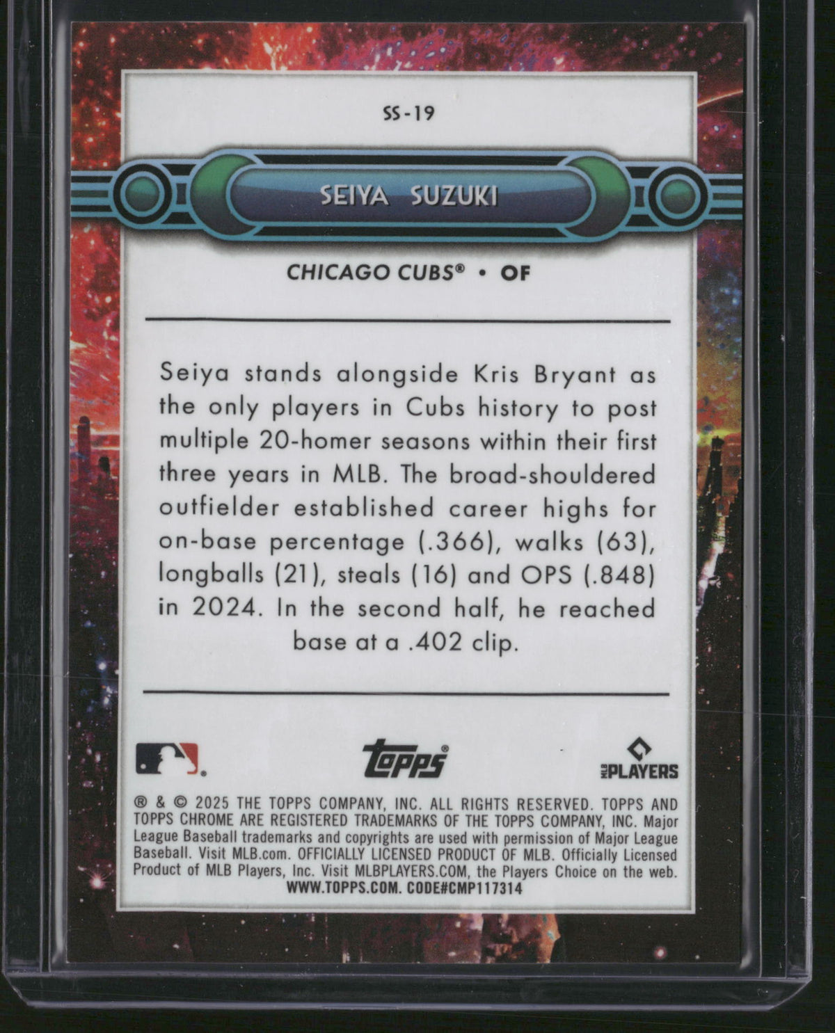 Seiya Suzuki 2025 Topps Chrome Swinging for the Stars #SS-19 Orange Refractor /25