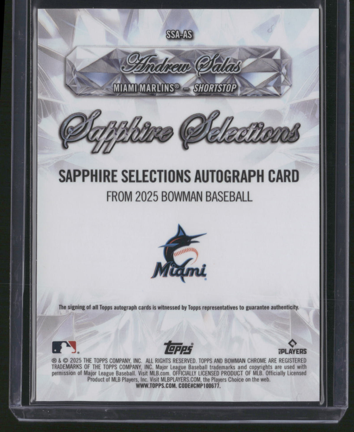 Andrew Salas 2025 Bowman Chrome Sapphire Selections #SSA-AS Orange /25