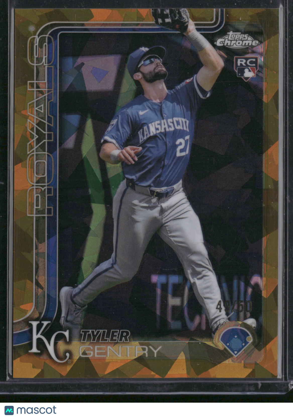 Tyler Gentry 2025 Topps Chrome Technic #218 Gold Mosaic /50 RC