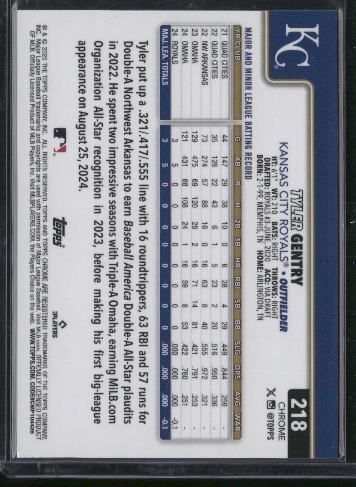 Tyler Gentry 2025 Topps Chrome Technic #218 Gold Mosaic /50 RC