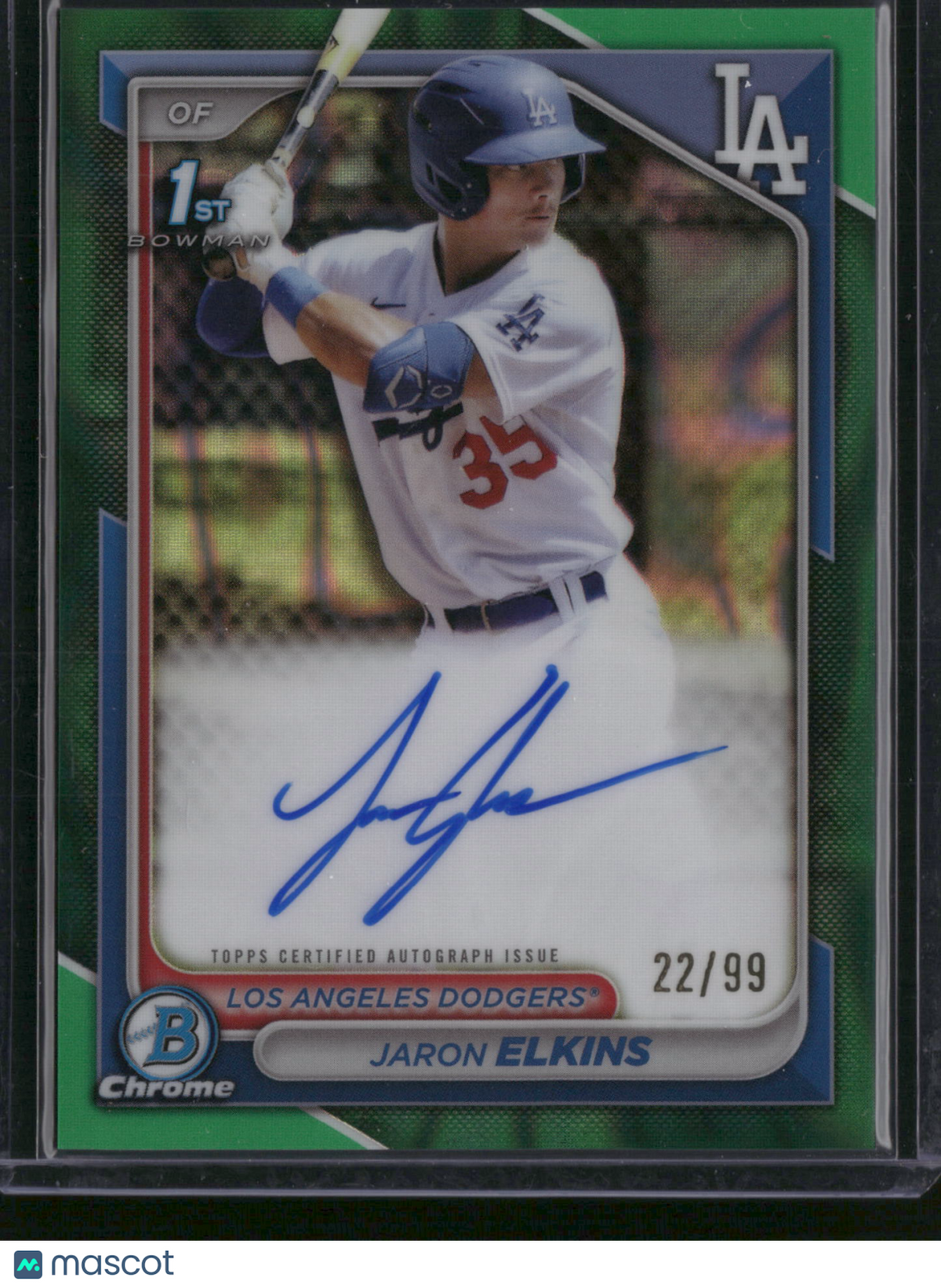 Jaron Elkins 2024 Topps Bowman Chrome #CPA-JE Green Refractor /99 1st Bowman