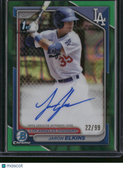 Jaron Elkins 2024 Topps Bowman Chrome #CPA-JE Green Refractor /99 1st Bowman