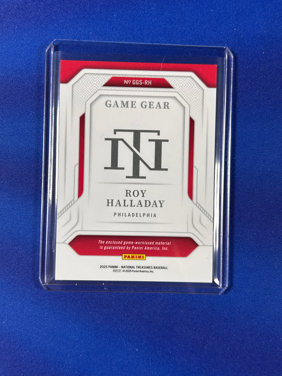 Roy Halladay 2025 Panini National Treasures Game Gear #GGS-RH /49 Game-worn/used material patch