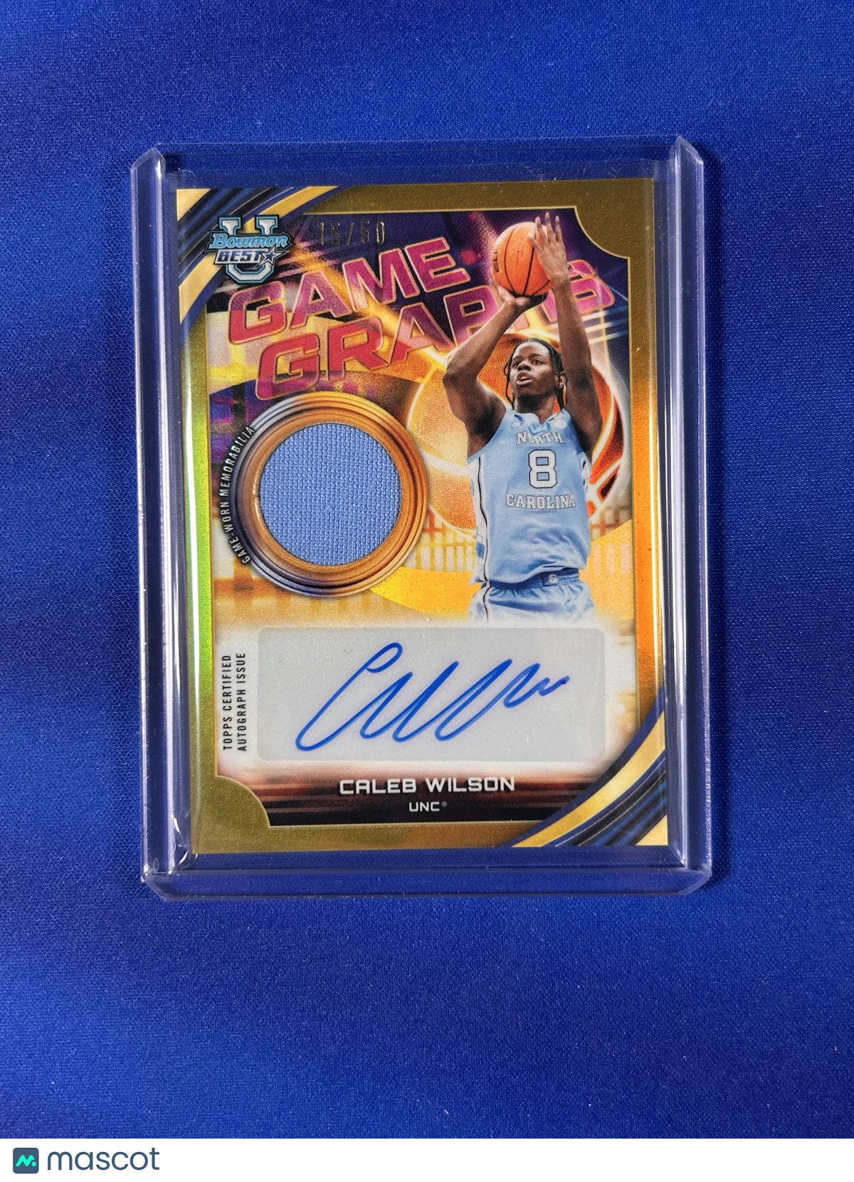 Caleb Wilson 2026 Bowman University Best Basketball Game Graphs #GG-CW Gold Refractor /50 Authentic Autograph Memorabilia