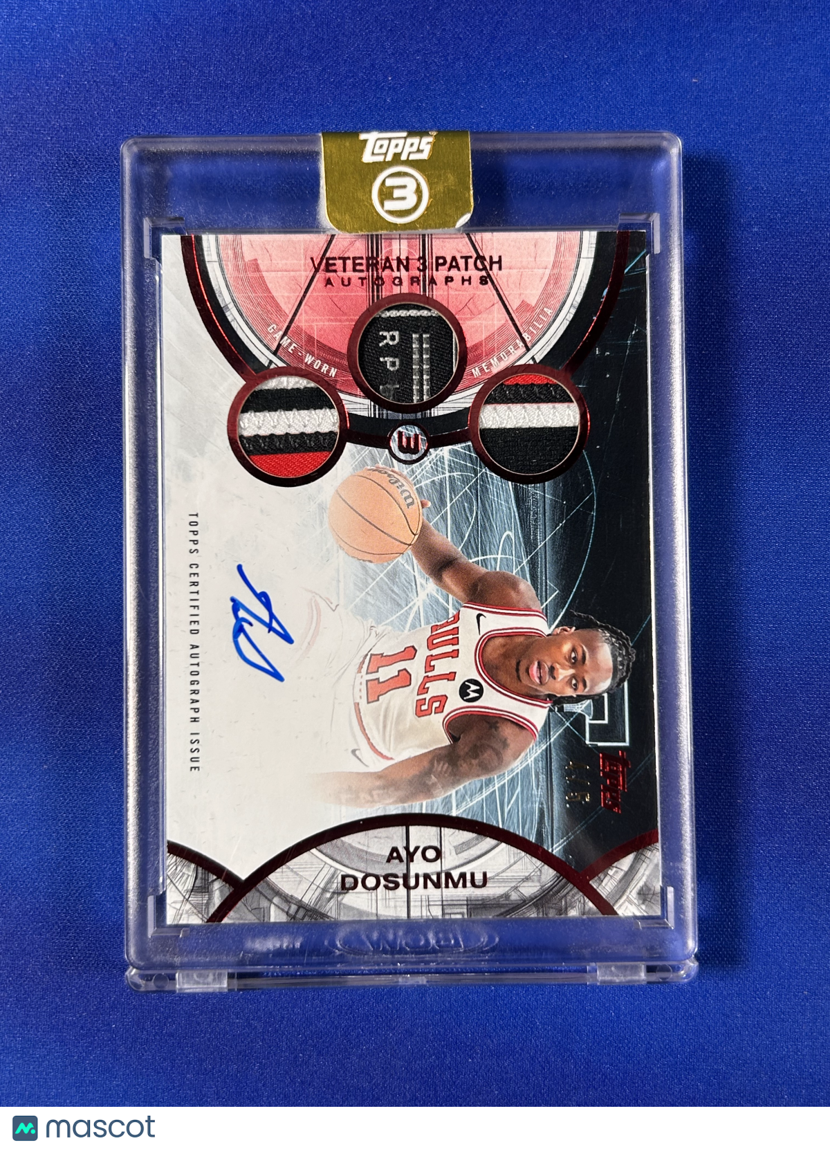 Ayo Dosunmu 2026 Topps 3 Basketball #V3A-AD Veteran 3 Patch Autographs Triple Patch