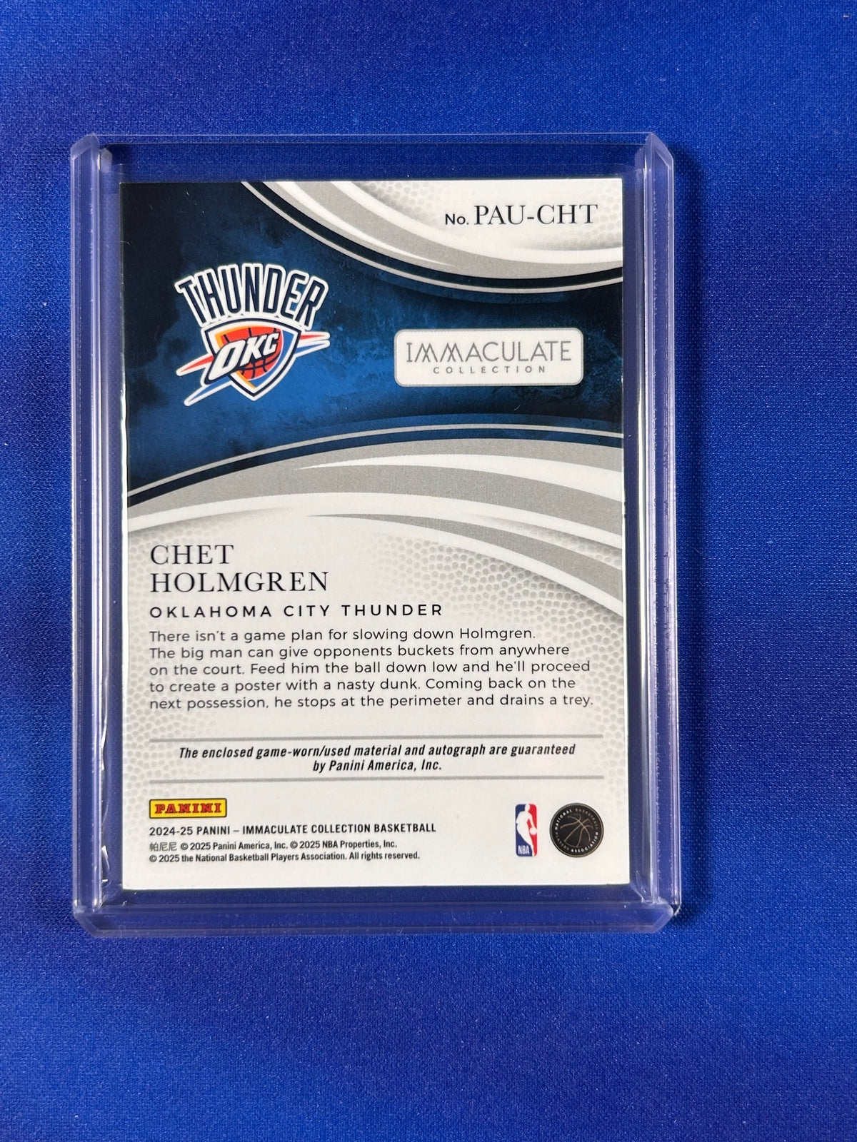 Chet Holmgren 2025 Panini Immaculate Collection #PAU-CHT /7 Patch Memorabilia