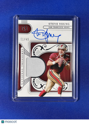 Steve Young 2026 Panini National Treasures Material Treasures Signatures #MTS-SYG /49 Jersey Patch Memorabilia