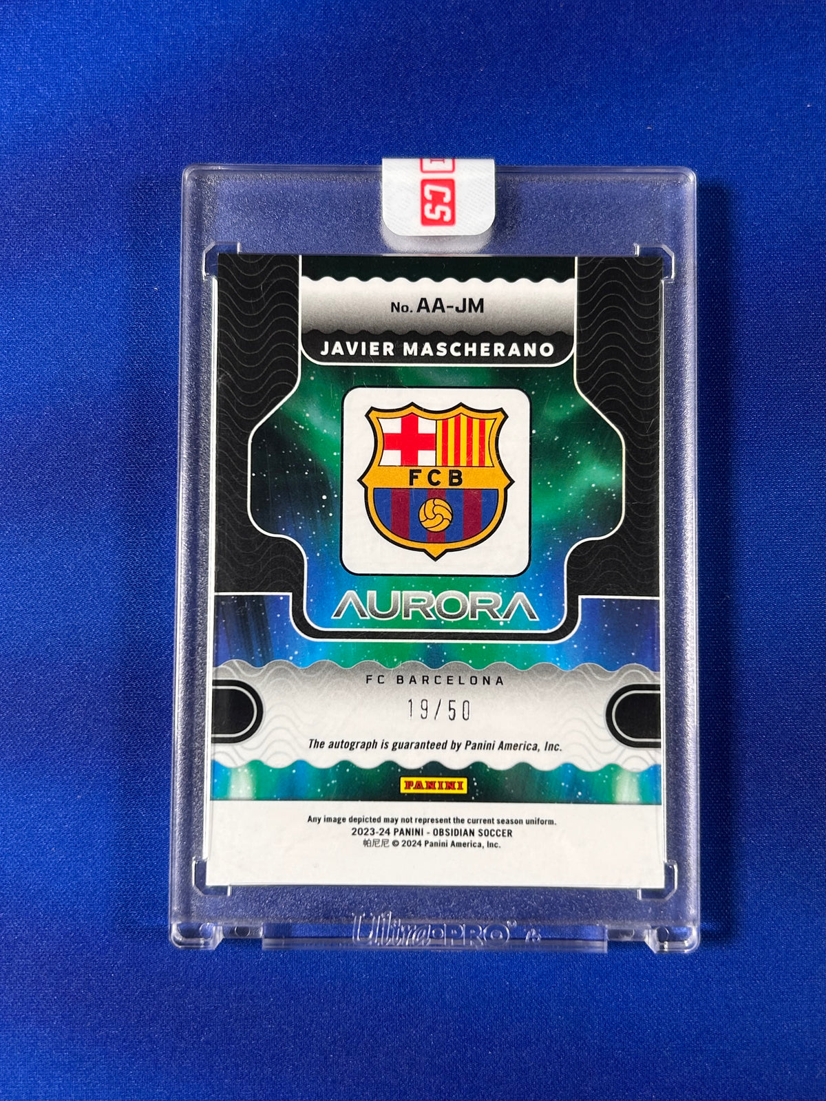 Javier Mascherano 2023 Panini Obsidian Aurora #AA-JM /50