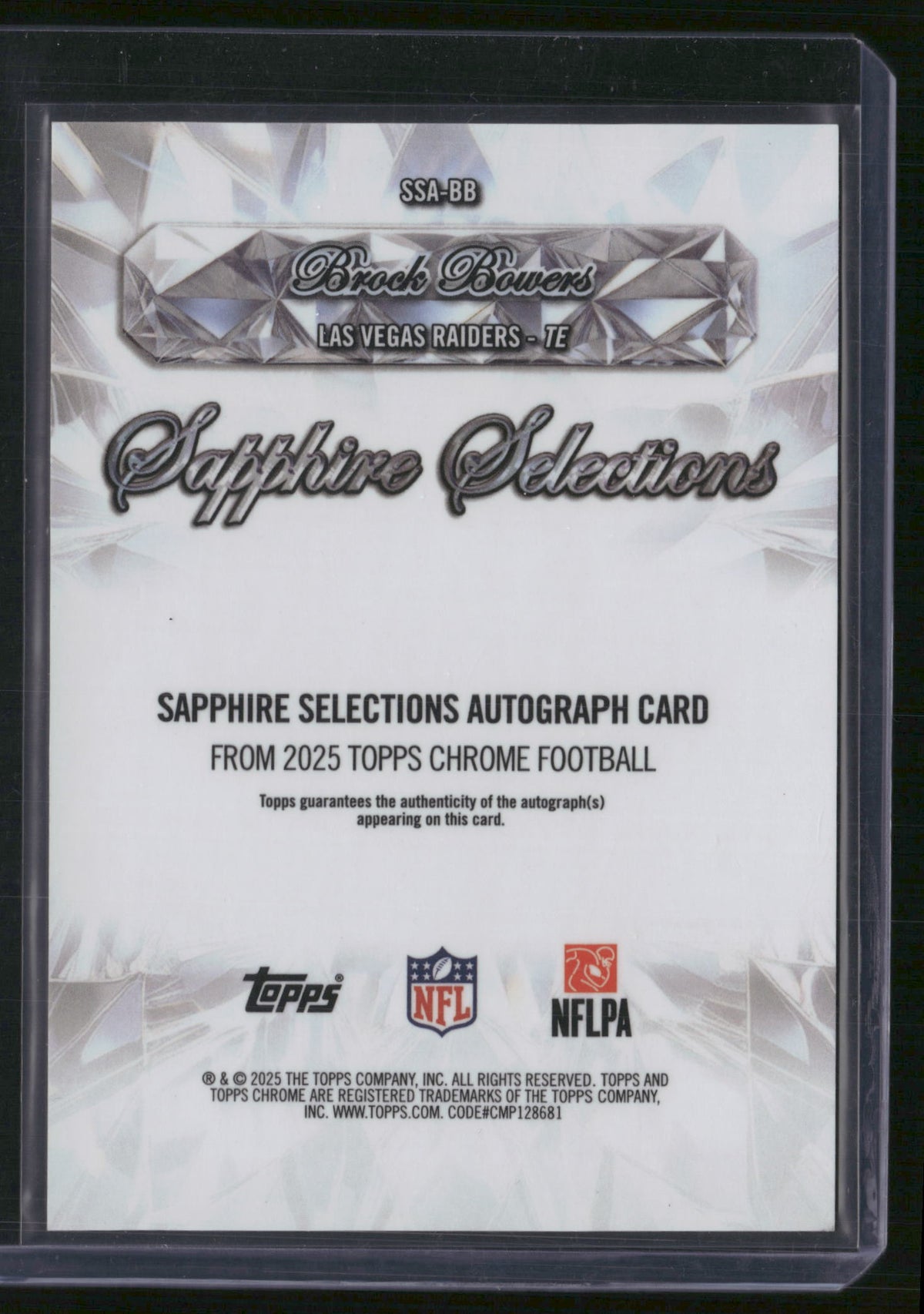 Brock Bowers 2025 Topps Chrome Sapphire Selections #SSA-BB