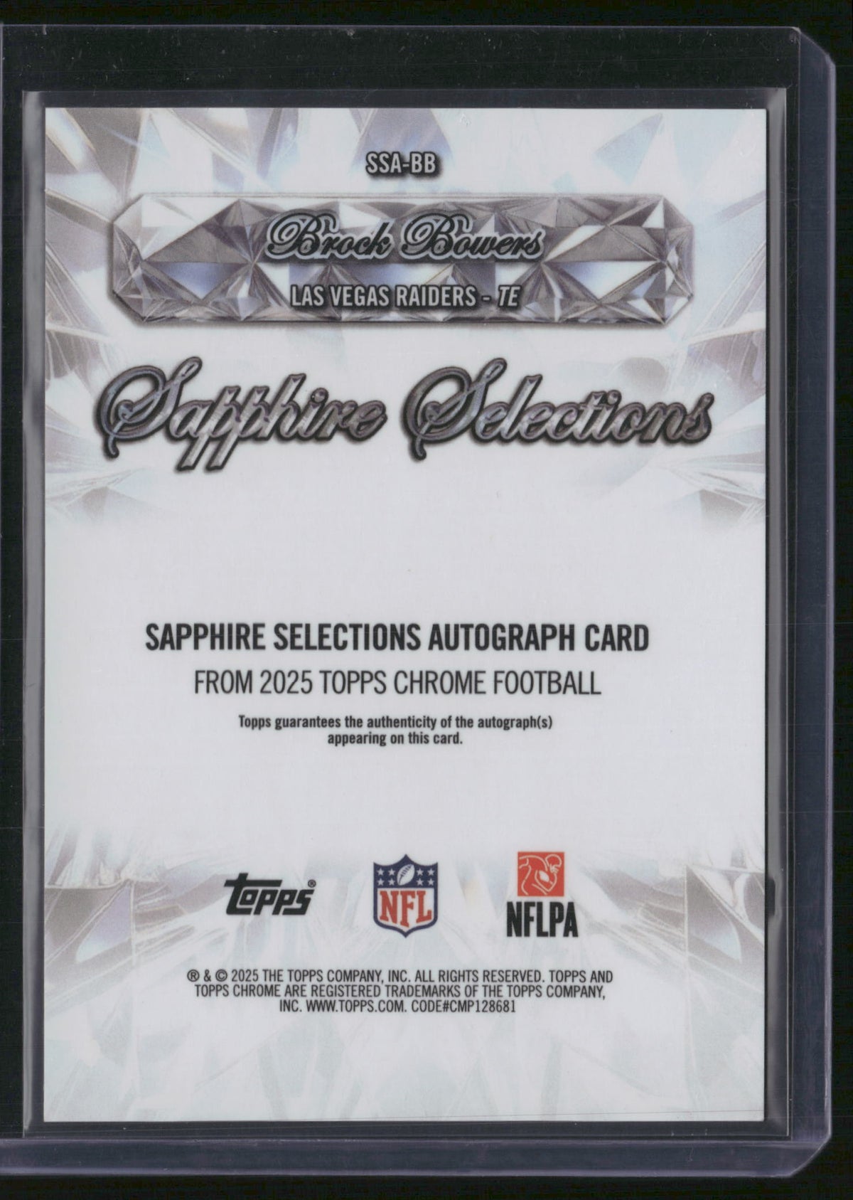 Brock Bowers 2025 Topps Chrome Sapphire Selections #SSA-BB Orange /25