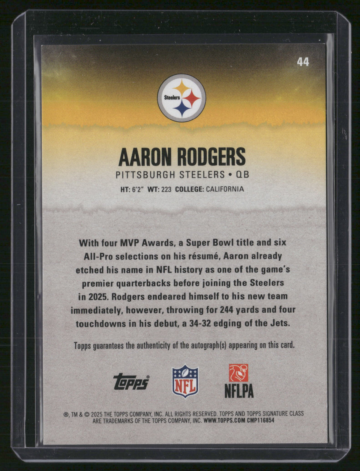 Aaron Rodgers 2025 Topps Signature Class #44 /50