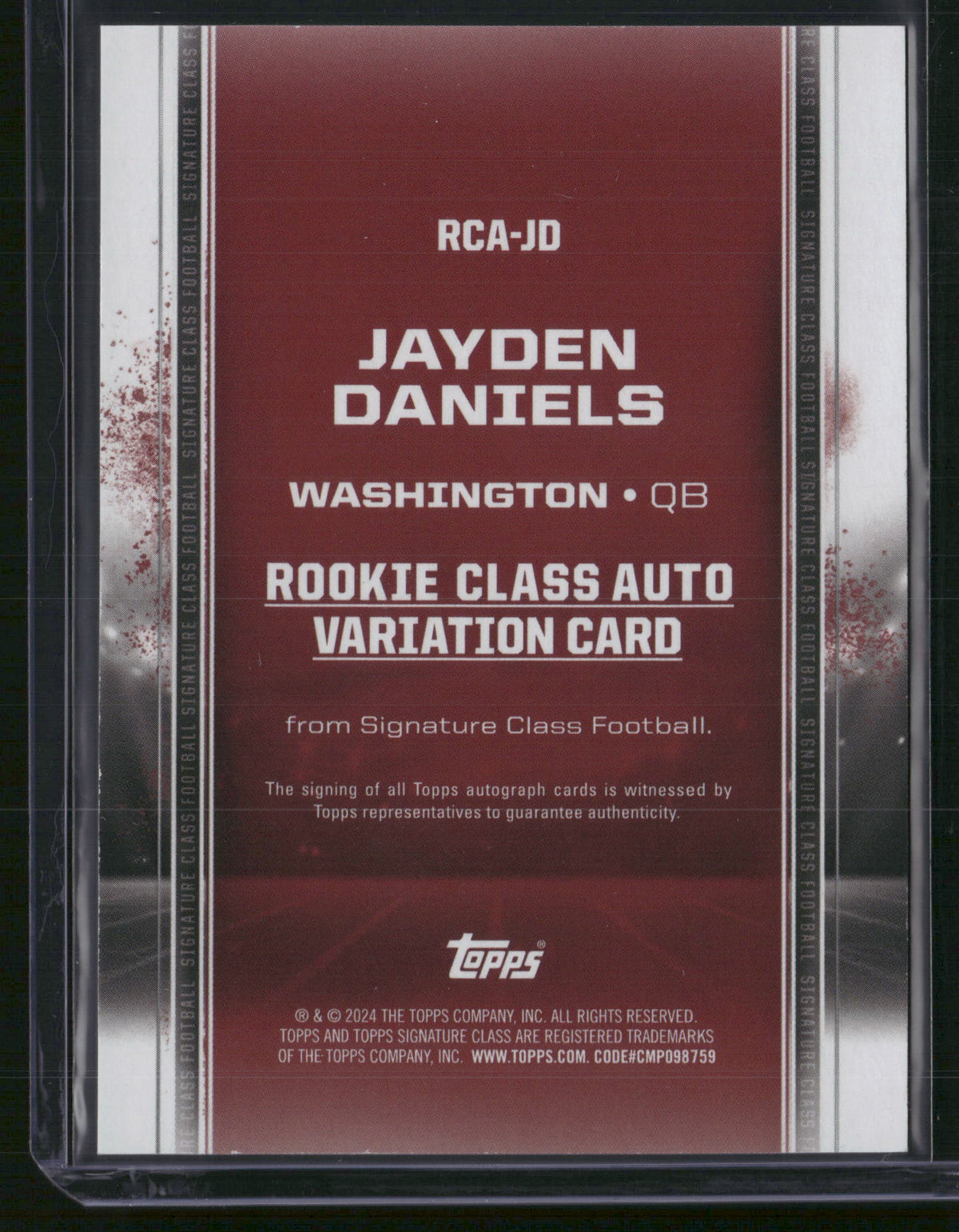Jayden Daniels 2024 Topps Signature Class Football #RCA-JD Red /25