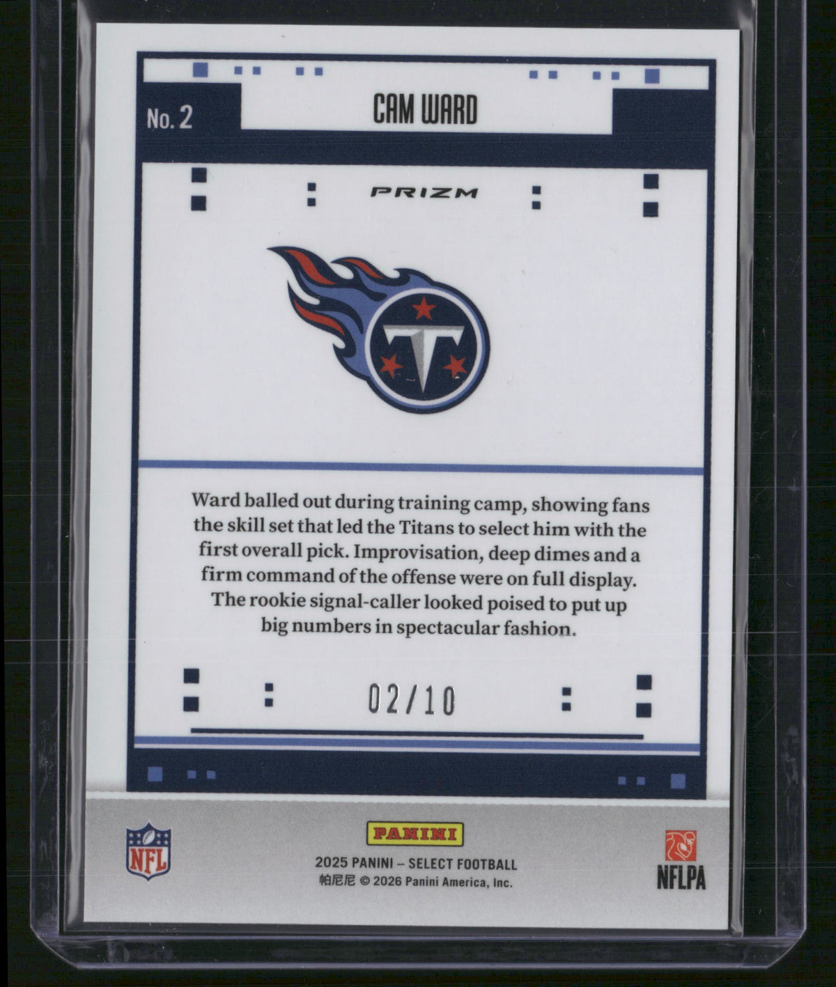 Cam Ward 2026 Panini Select Football Prizm #2 Gold Geometric /10
