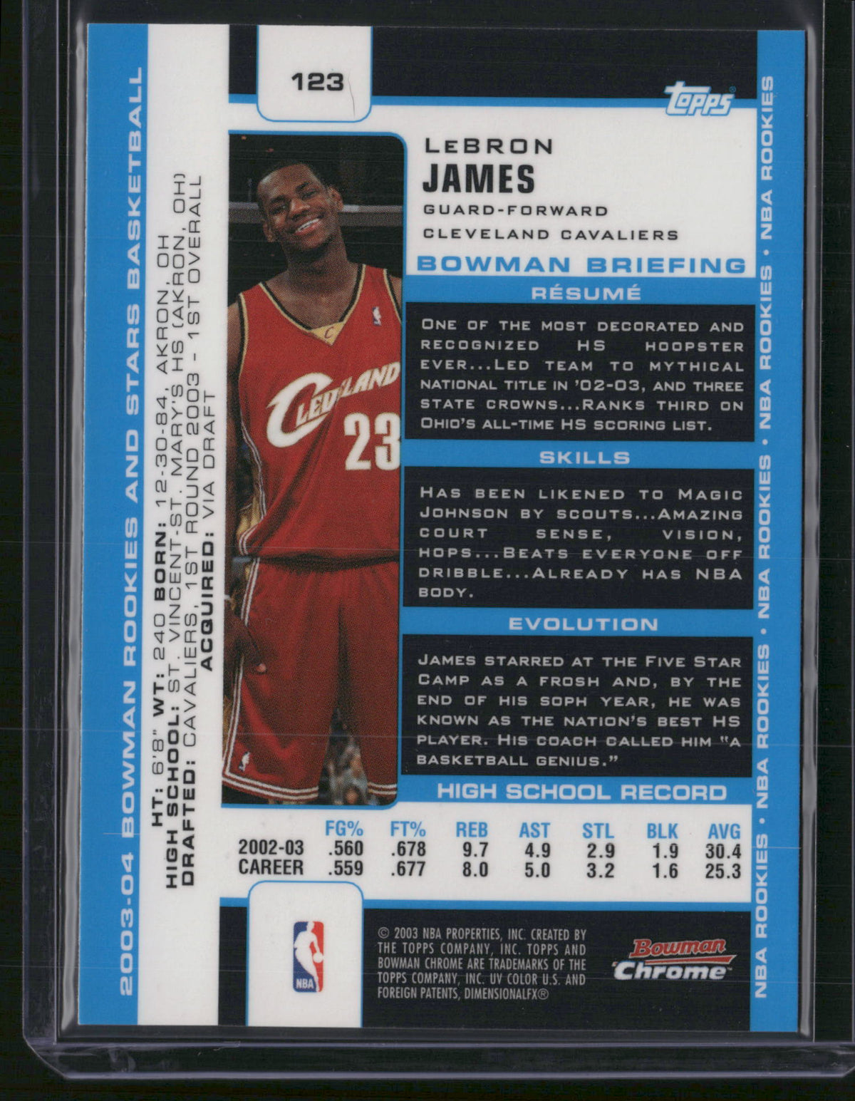 LeBron James 2003 Bowman Chrome #123