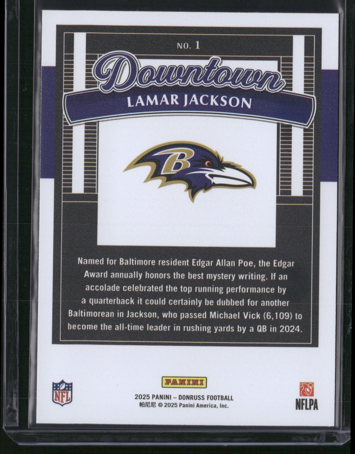 Lamar Jackson 2025 Panini Donruss Football Downtown #1