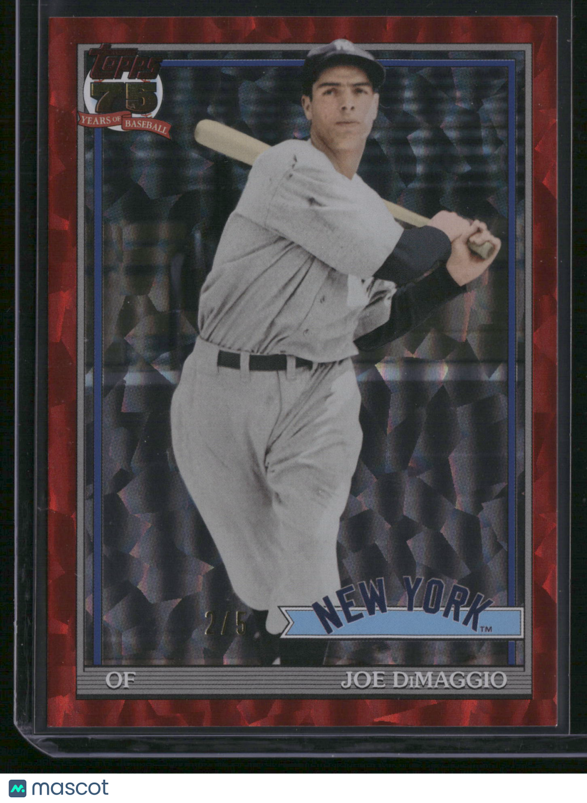Joe DiMaggio 2026 Topps 75th Anniversary #91B2-49 Red Atomic Refractor /5